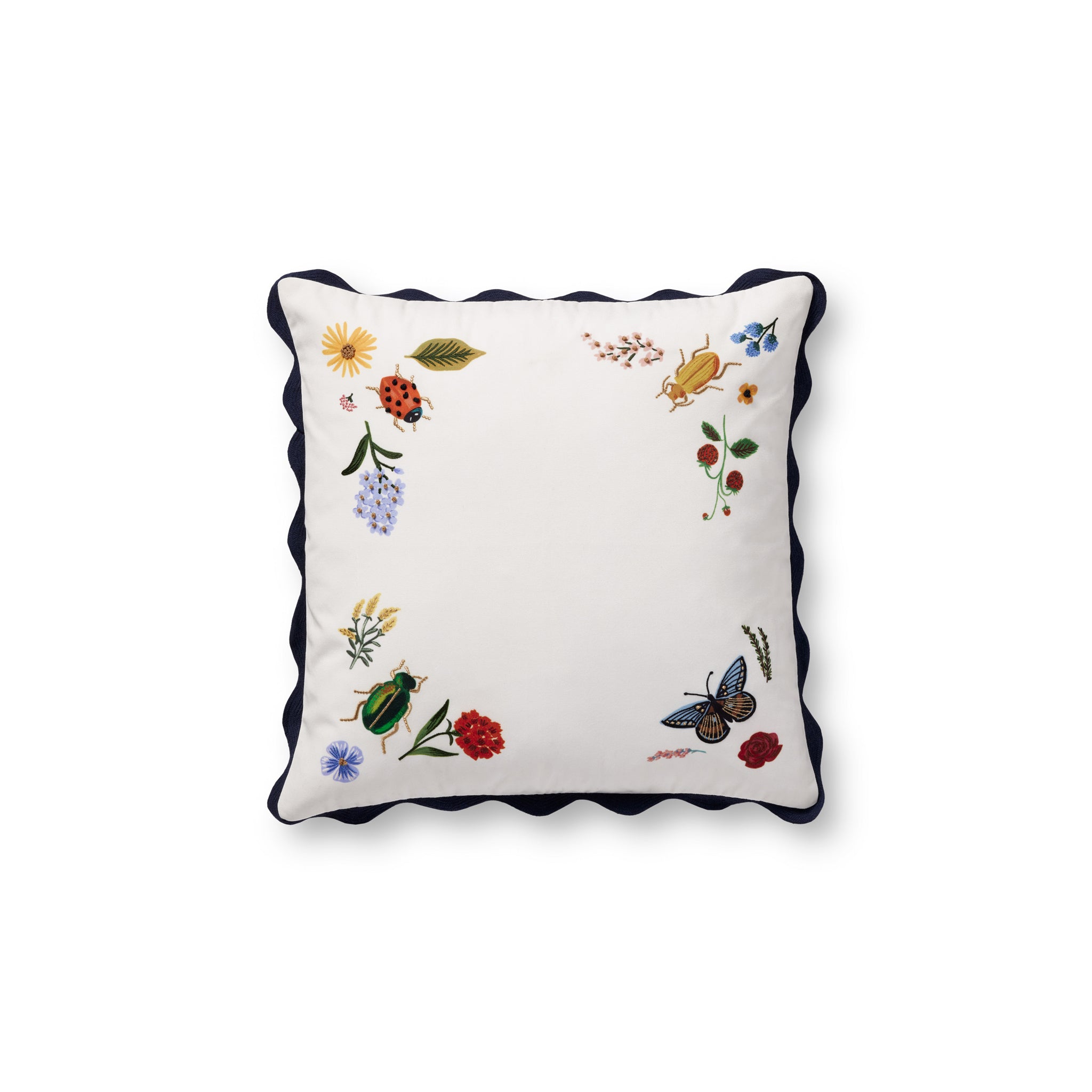 Rifle Paper Co. x Loloi Curio Pillow in White-Multi-1