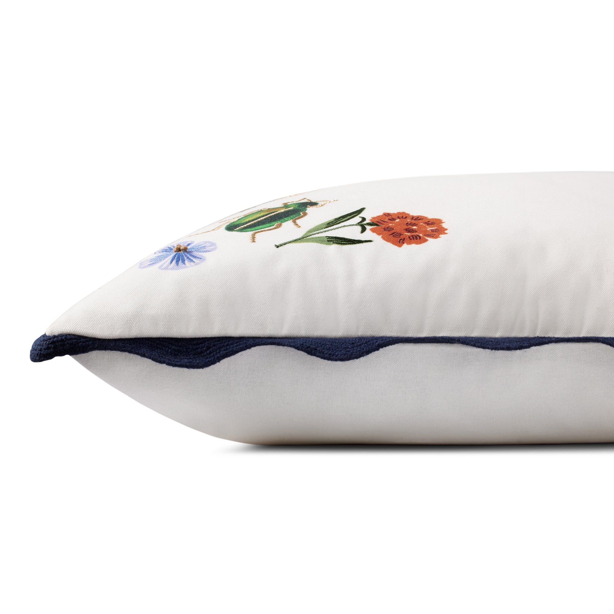 Rifle Paper Co. x Loloi Curio Pillow in White-Multi-2
