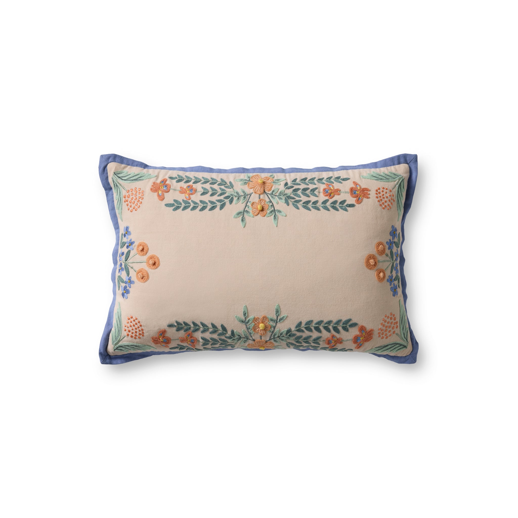 Rifle Paper Co. x Loloi Willow Border Pillow in Ivory-Multi-1