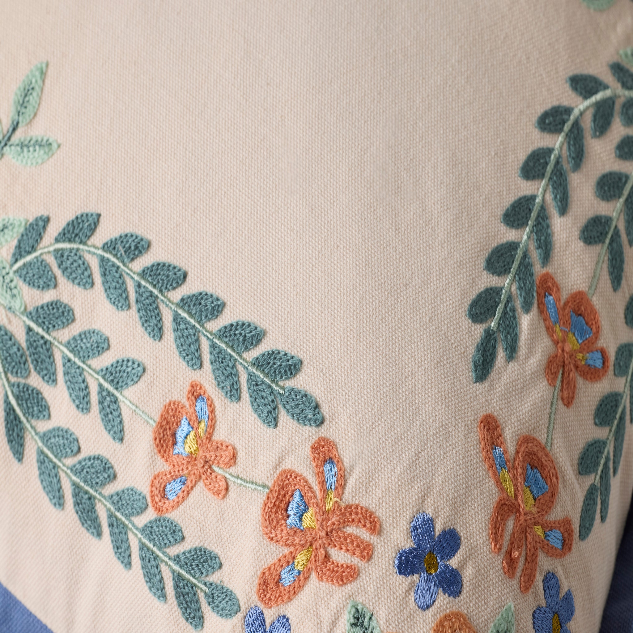 Rifle Paper Co. x Loloi Willow Border Pillow in Ivory-Multi-3