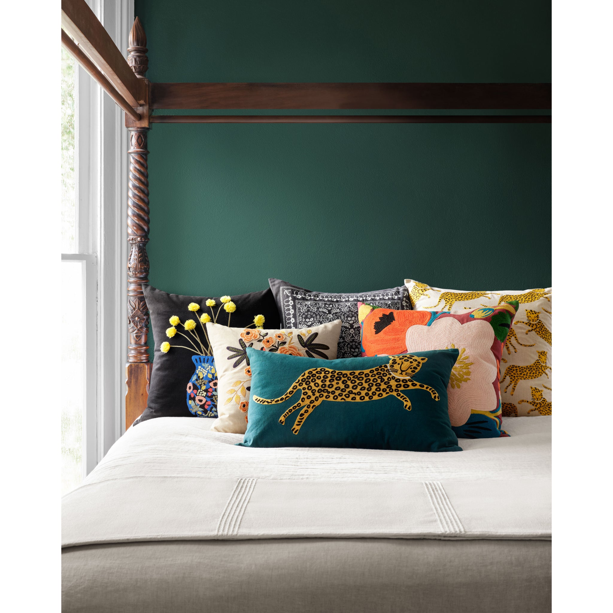 Rifle Paper Co. x Loloi Pillow in Teal-Gold-2