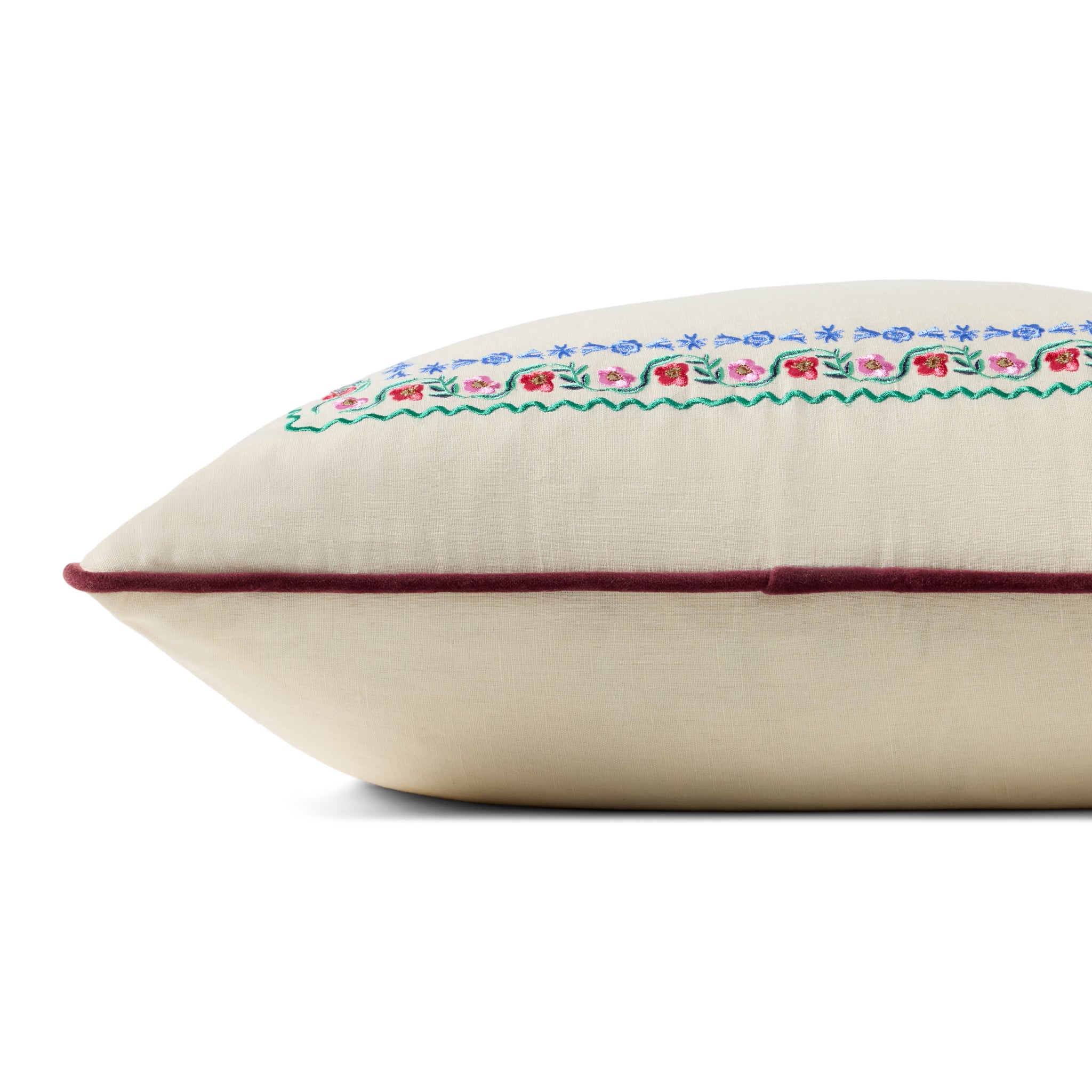 Rifle Paper Co. x Loloi Delphine Border Pillow in Cream-Multi-2