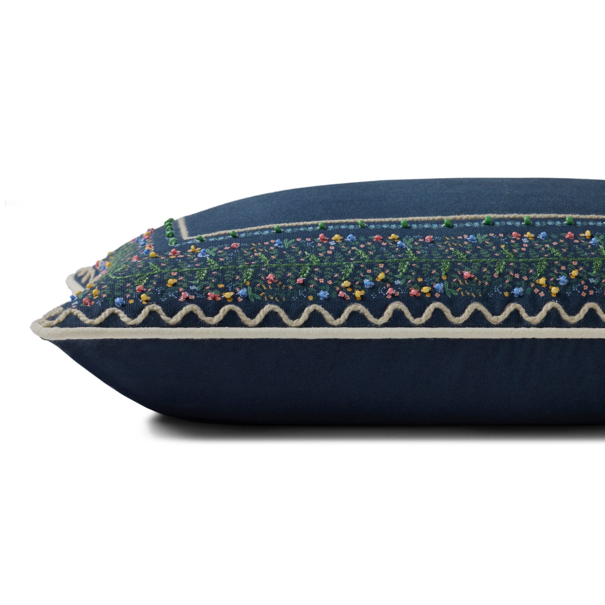 Rifle Paper Co. x Loloi Garden Vines Pillow in Blue-Multi-2