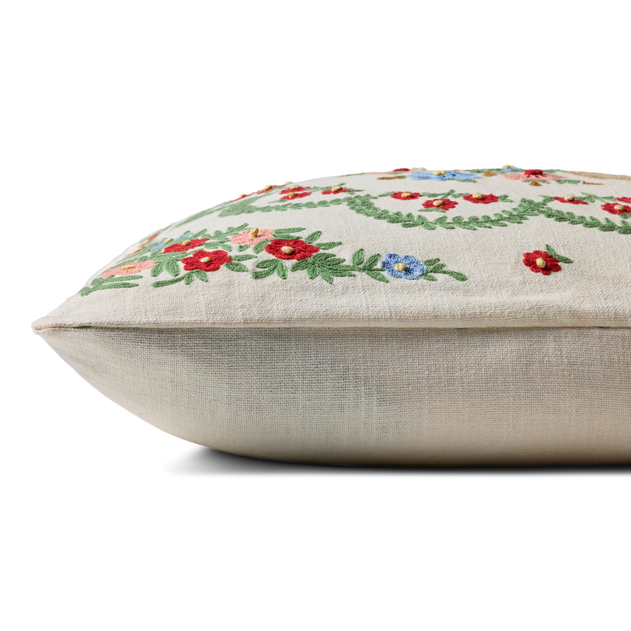 Rifle Paper Co. x Loloi Rosette Vase Pillow in Ivory-Multi-2