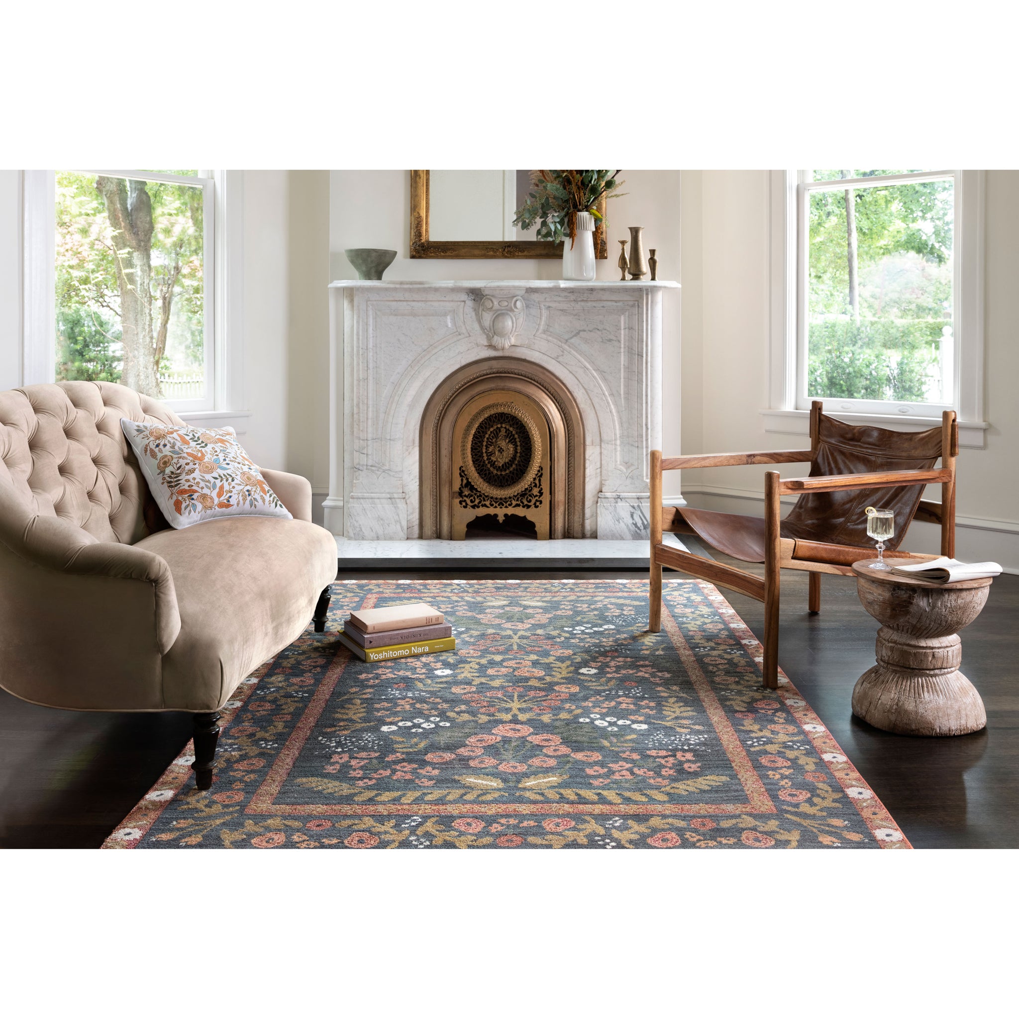 Rifle Paper Co. x Loloi Fiore Rug in Navy-Rust-3