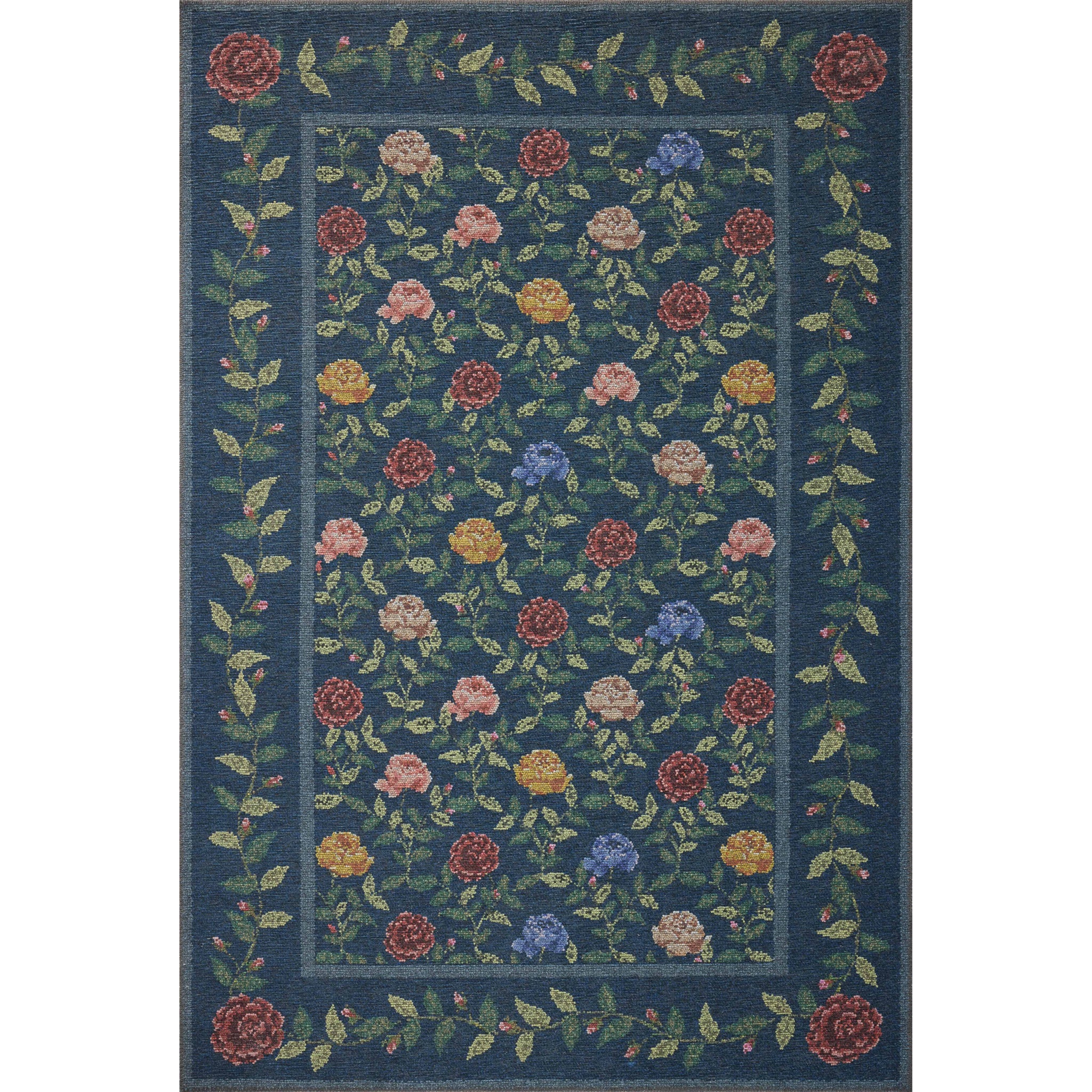 Rifle Paper Co. x Loloi Wildwood Rug in Navy-1