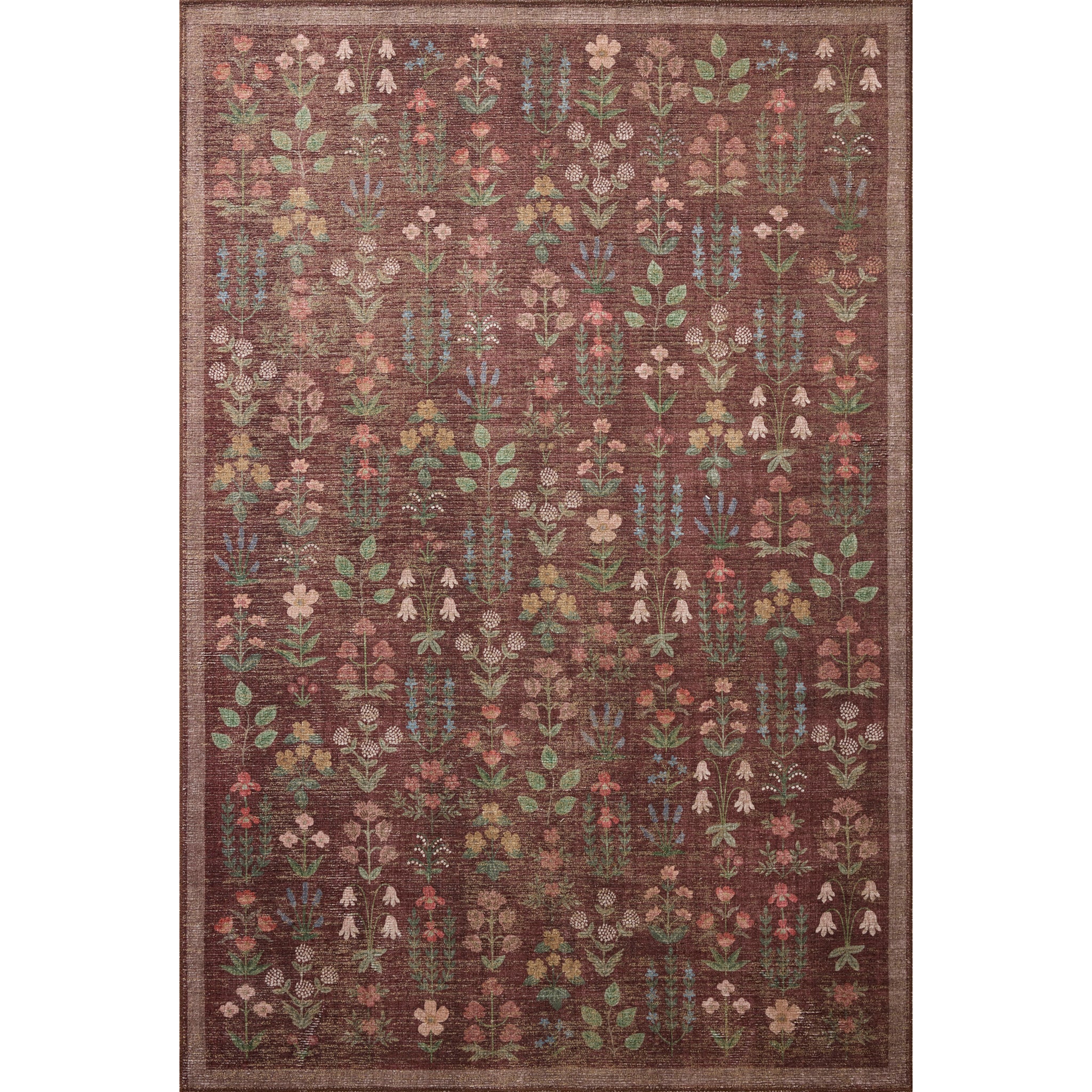 Rifle Paper Co. x Loloi Edinburgh Rug in Merlot-Multi-1