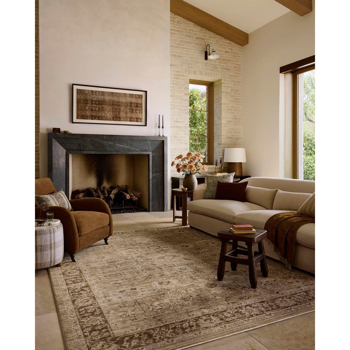 Amber Lewis x Loloi Rutherford Rug in Bark/Khaki-2