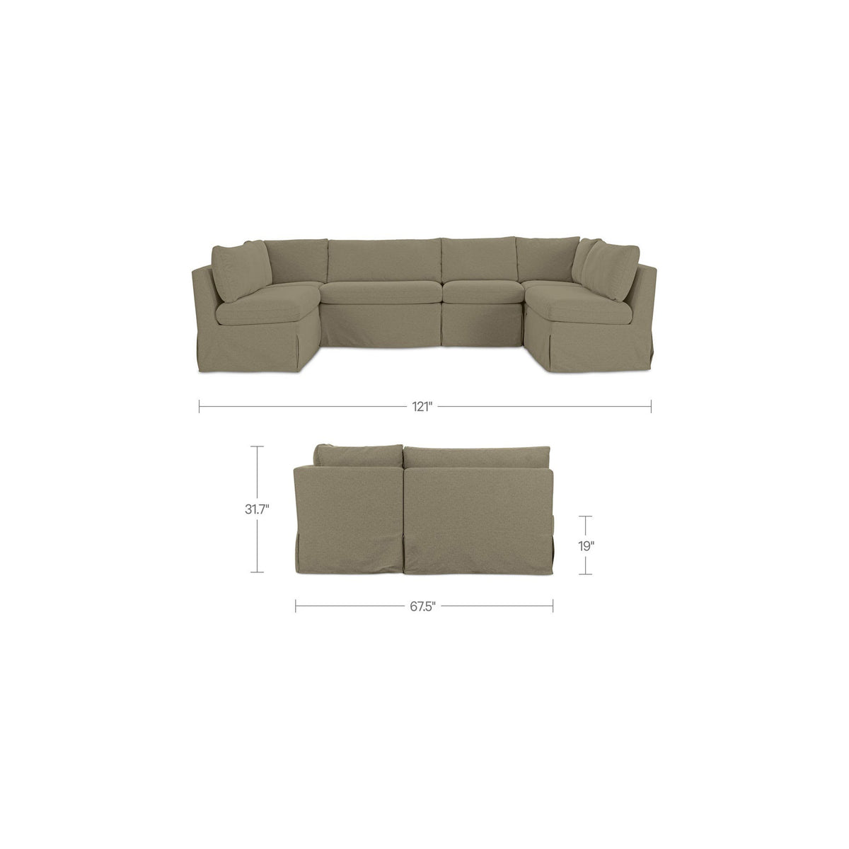 Fiona Slipcover Dining Banquette U-Shape 121 Inch-16
