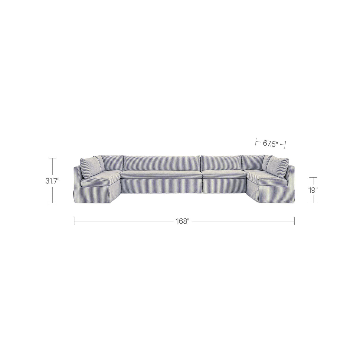 Fiona Slipcover Dining Banquette U-Shape 168 Inch-16