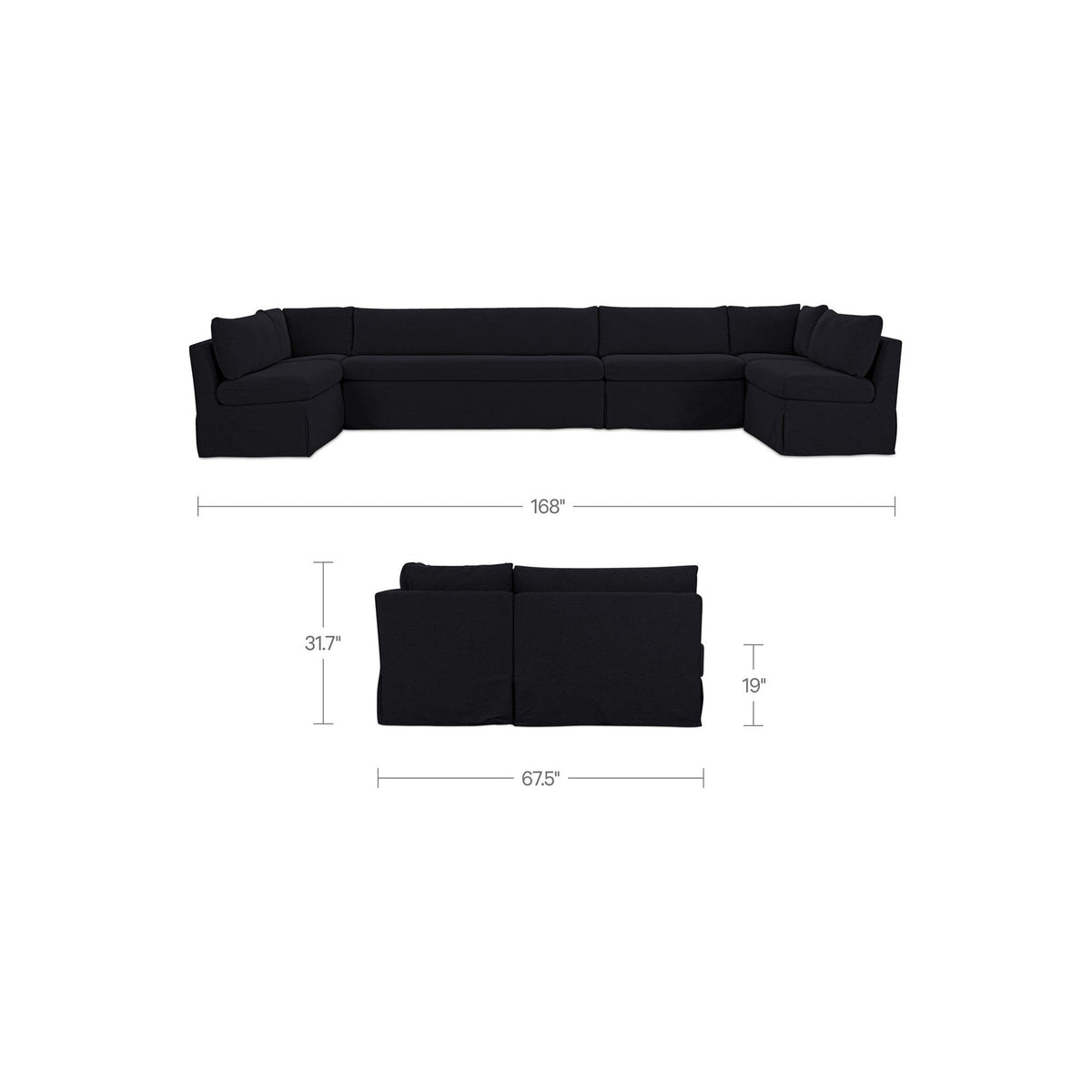 Fiona Slipcover Dining Banquette U-Shape 168 Inch-24