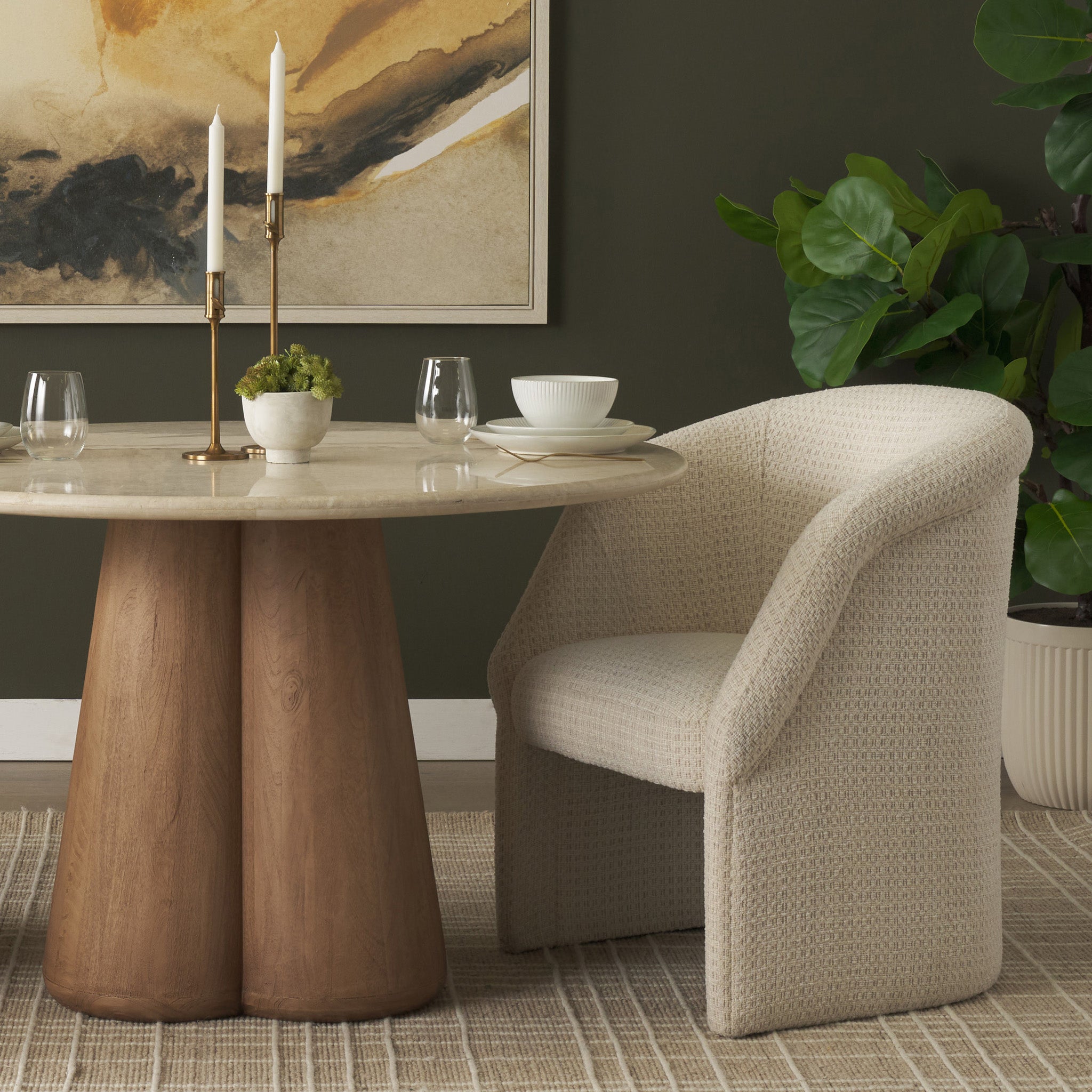 Curtis Half-Moon Base Dining Armchair-3