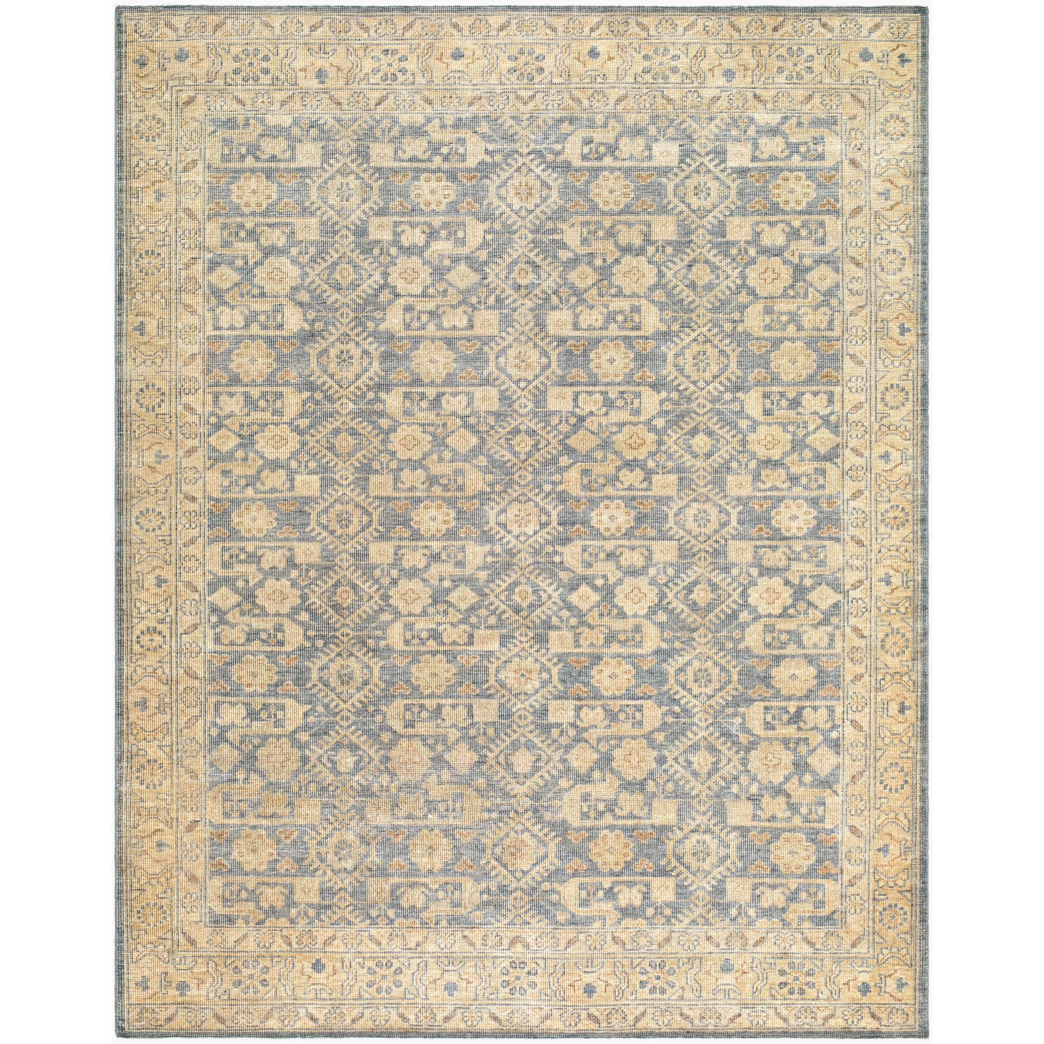 Agra Wool Rug in Slate Blue-1