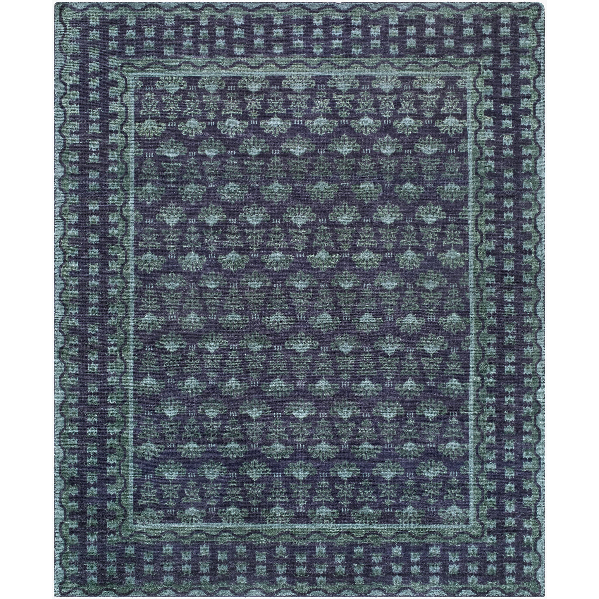 Azule Wool Rug in Forest Green-1