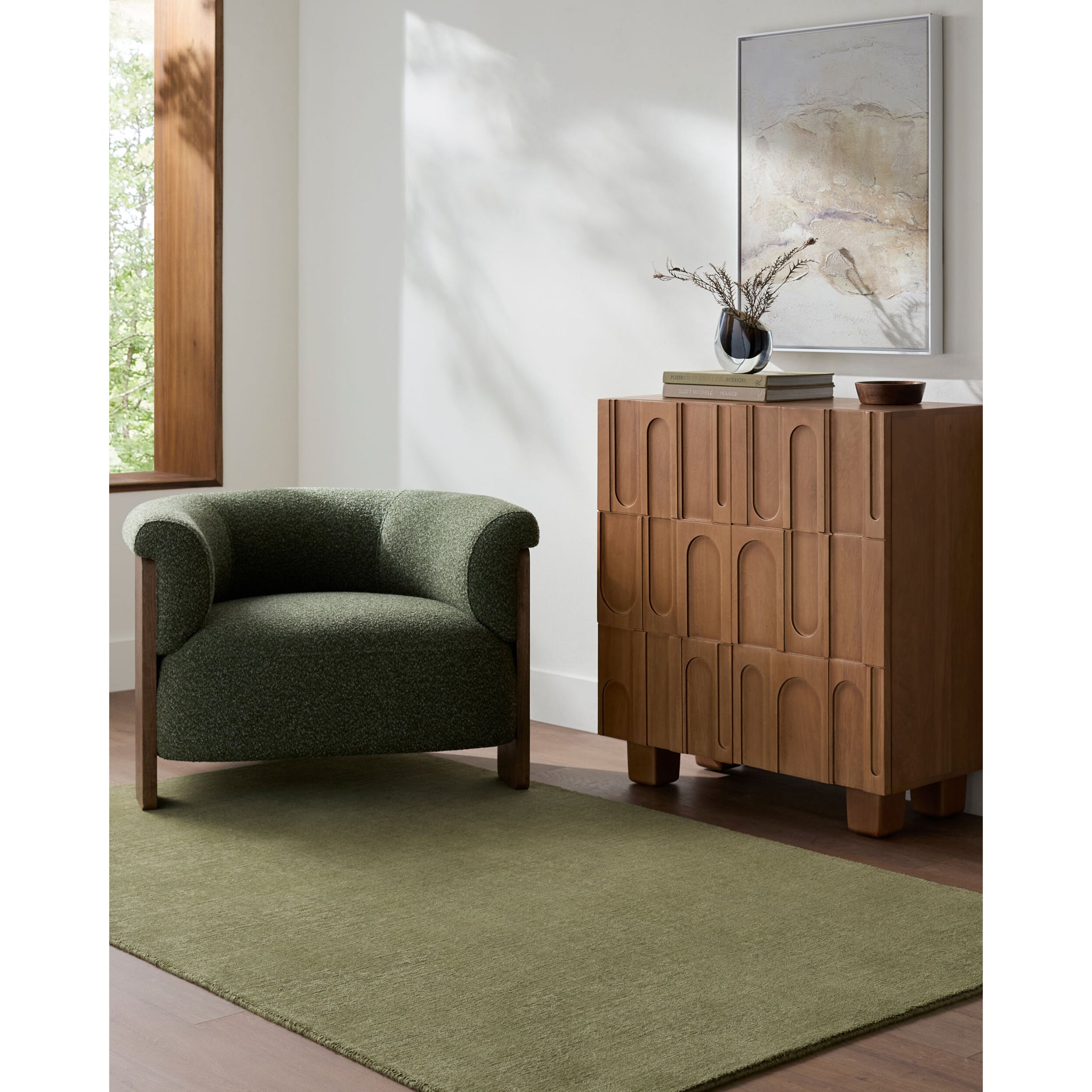 Keban Wool Rug in Olive Green-2