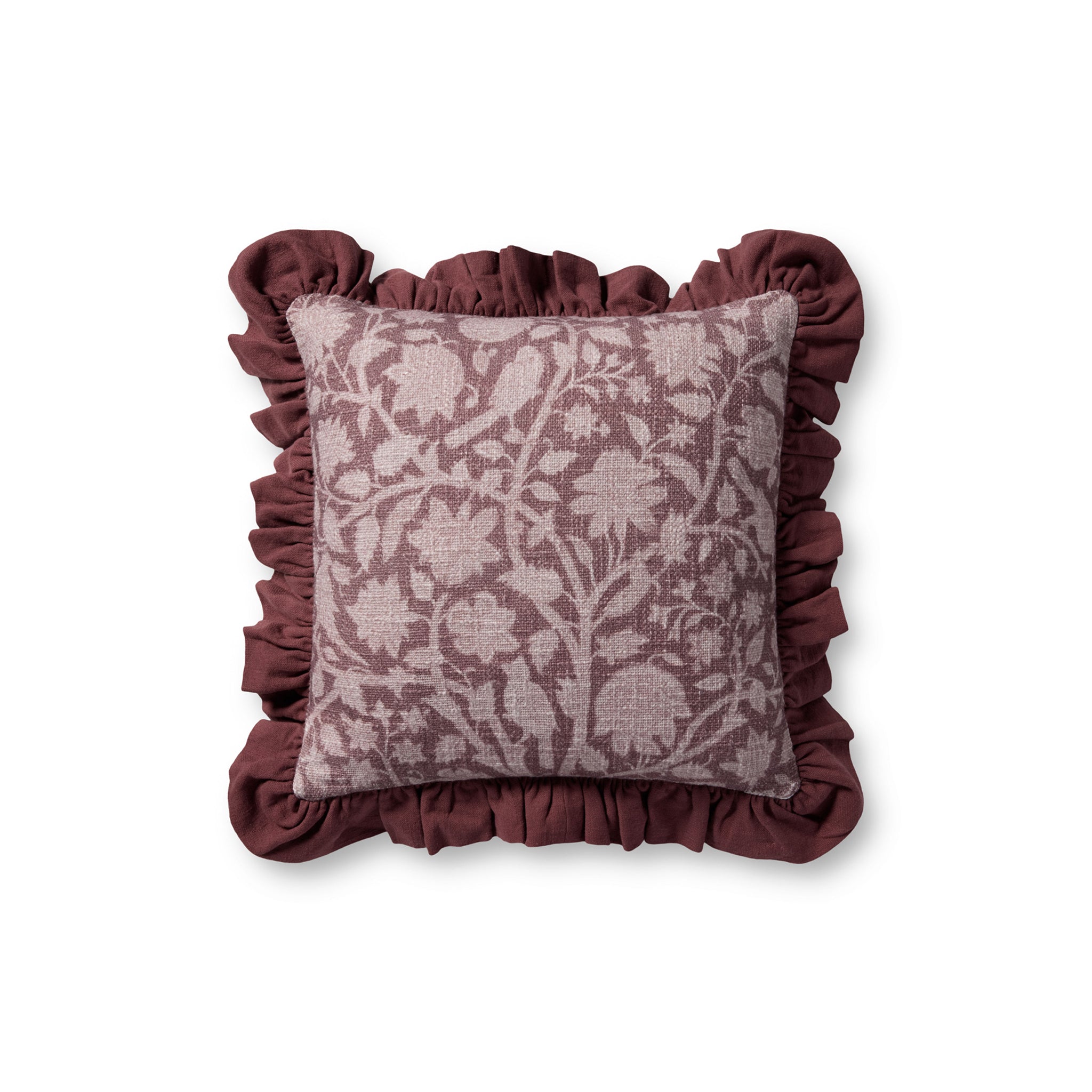 Kathleen pillow in wine by Chris Loves Julia x Loloi, textured decorative throw pillow for living room or bedroom styling