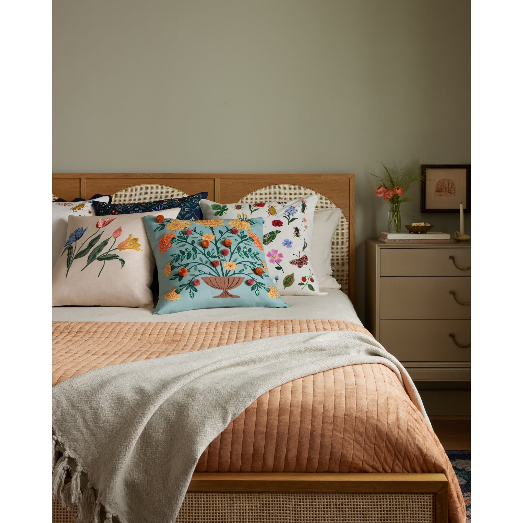 Rifle Paper Co. x Loloi Estee Pillow in White-Multi-2