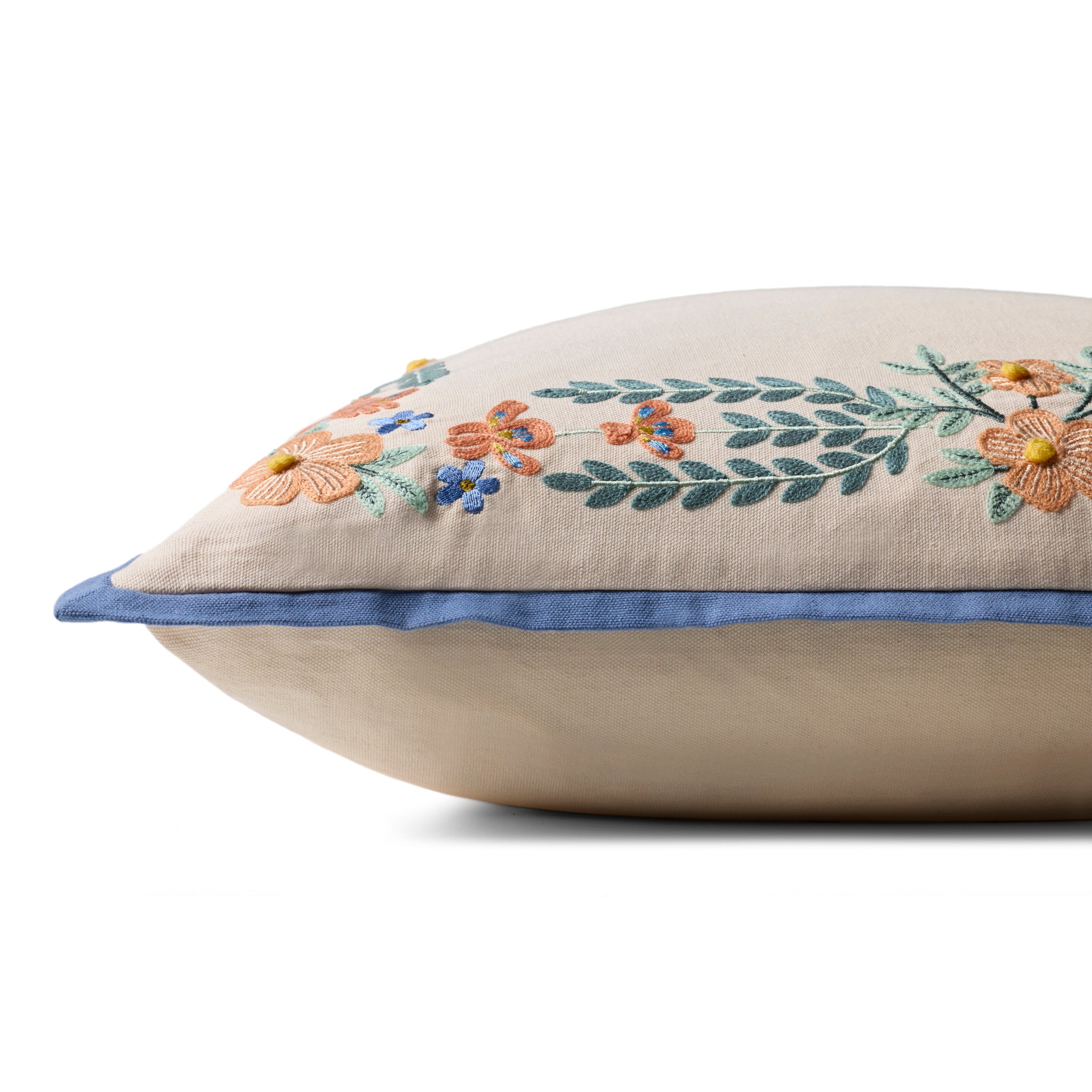 Rifle Paper Co. x Loloi Willow Border Pillow in Ivory-Multi-2