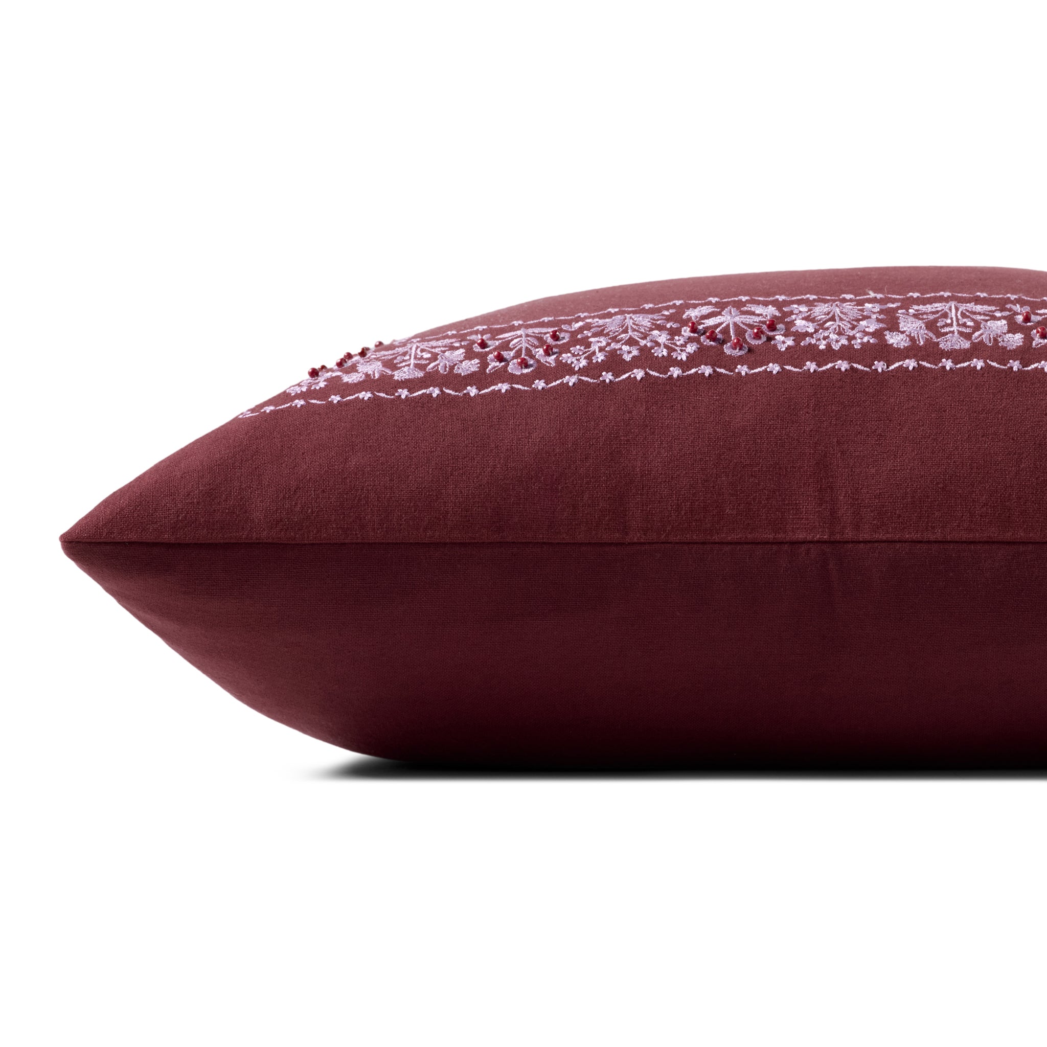 Rifle Paper Co. x Loloi Estee Border Pillow in Burgundy-2