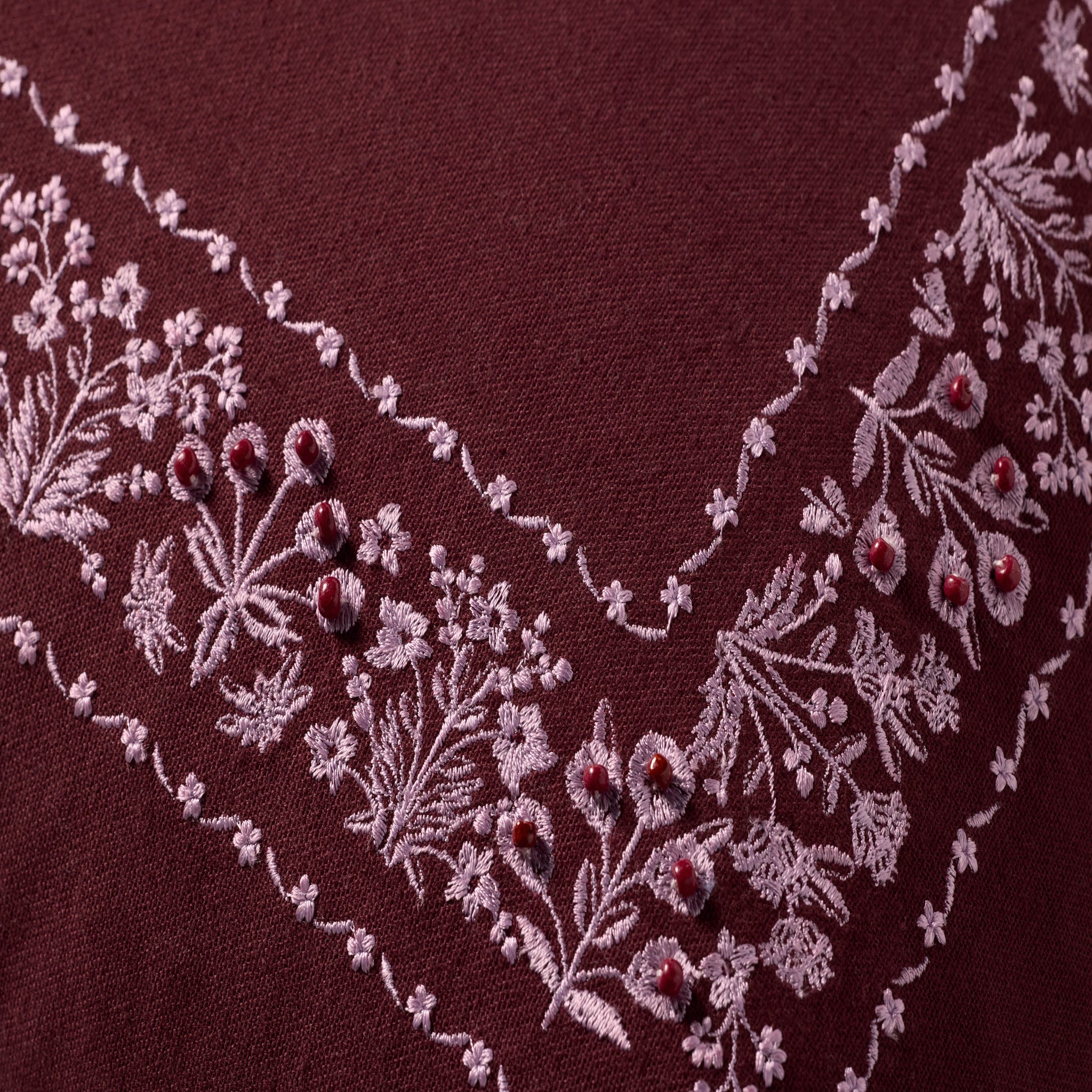 Rifle Paper Co. x Loloi Estee Border Pillow in Burgundy-3