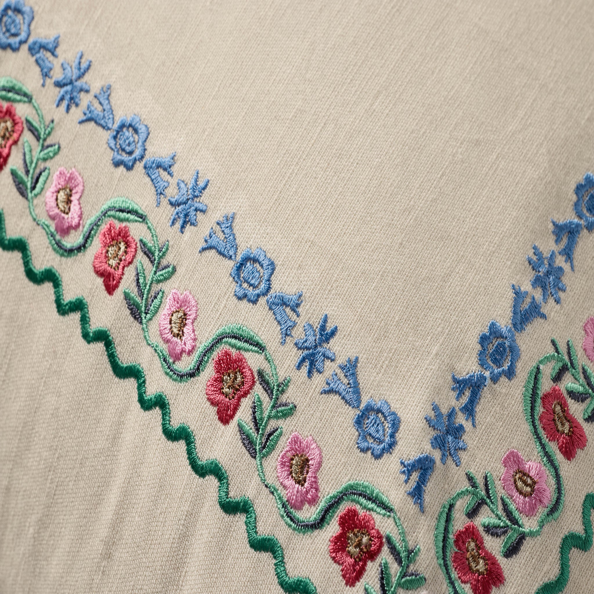 Rifle Paper Co. x Loloi Delphine Border Pillow in Cream-Multi-3