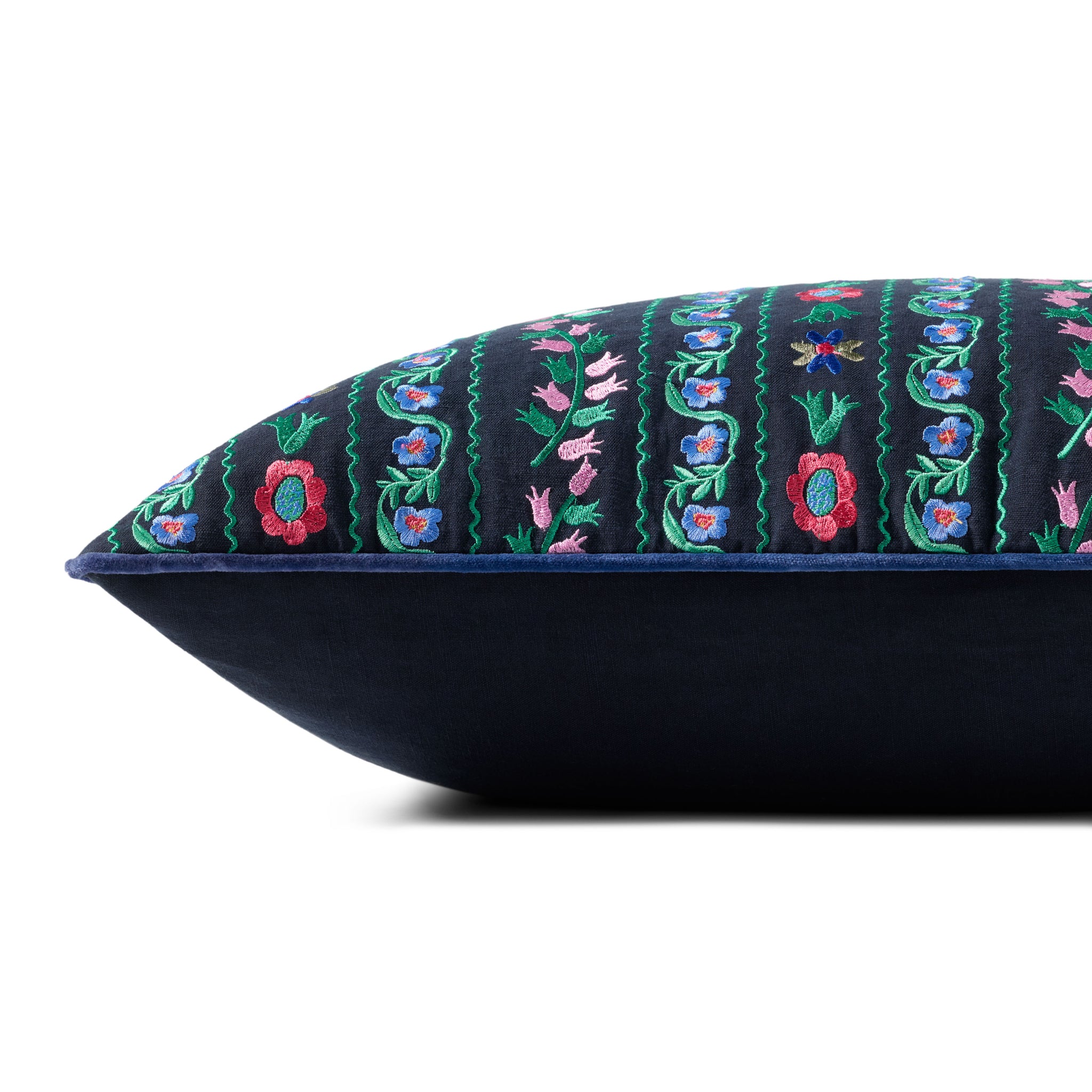 Rifle Paper Co. x Loloi Delphine Pillow in Navy-Multi-2