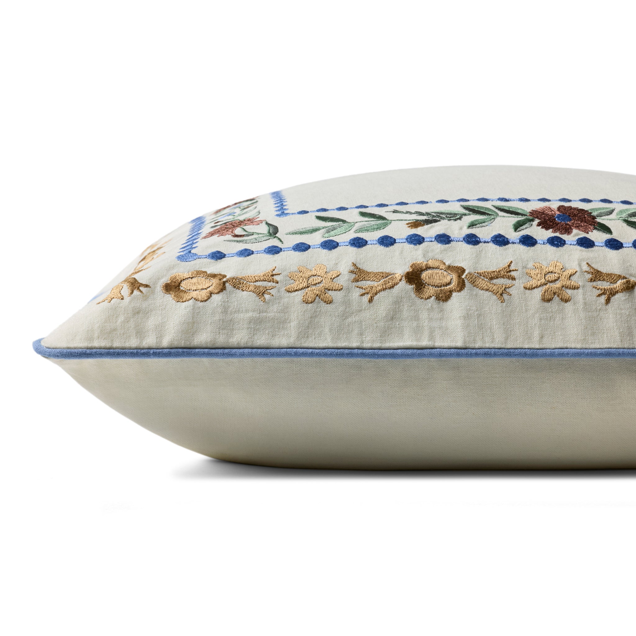 Rifle Paper Co. x Loloi Aster Border Pillow in Ivory-Multi-2
