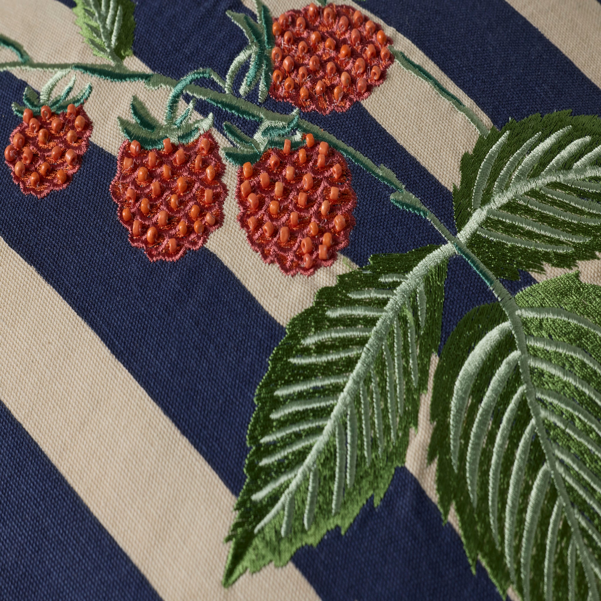 Rifle Paper Co. x Loloi Raspberries Pillow in Navy-Multi-3