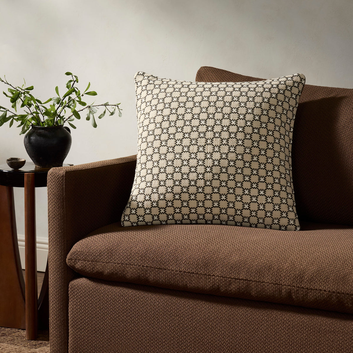 Jeremiah Brent x Loloi Alberti Pillow in Natural/Black-2