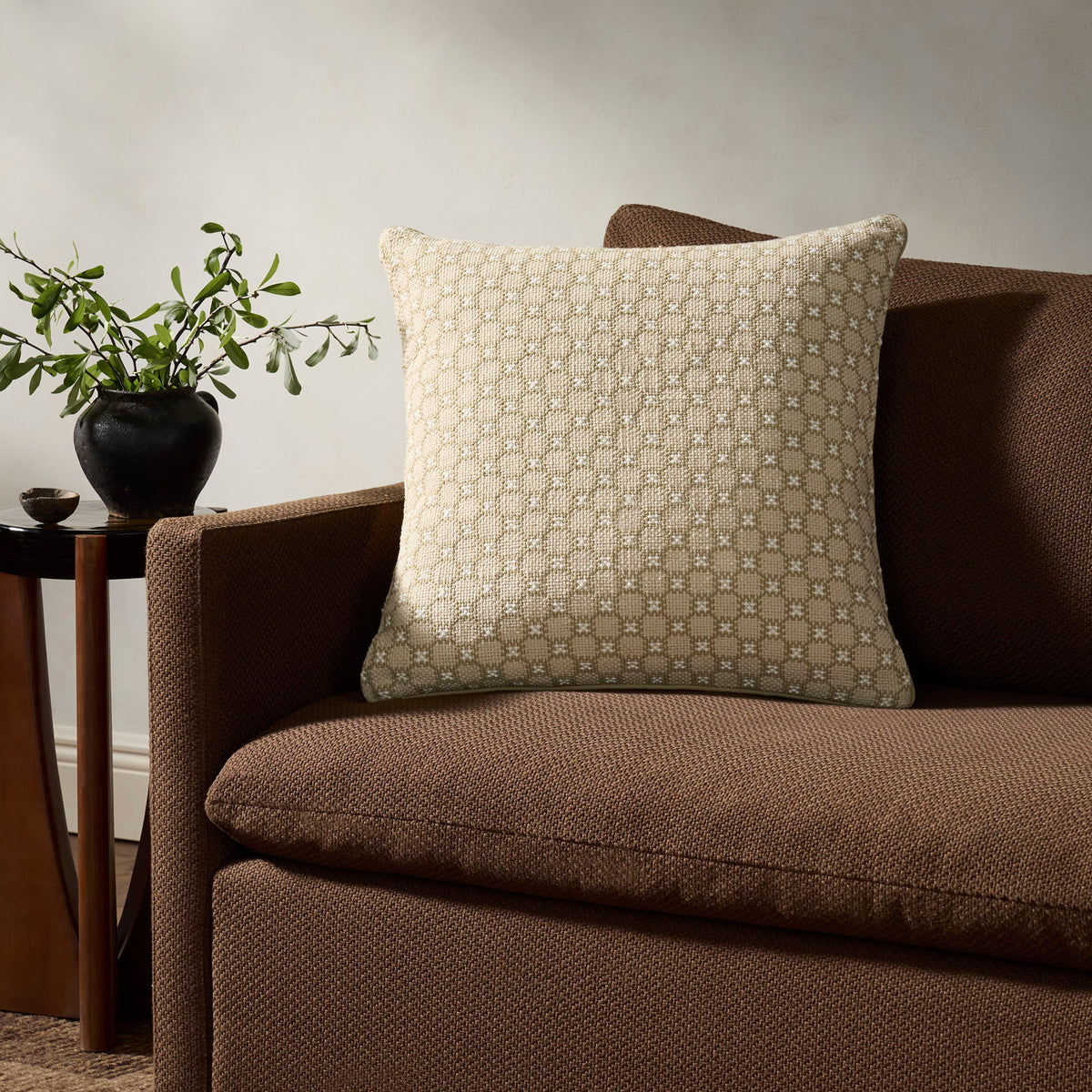 Jeremiah Brent x Loloi Alberti Pillow in Natural/Sage-2