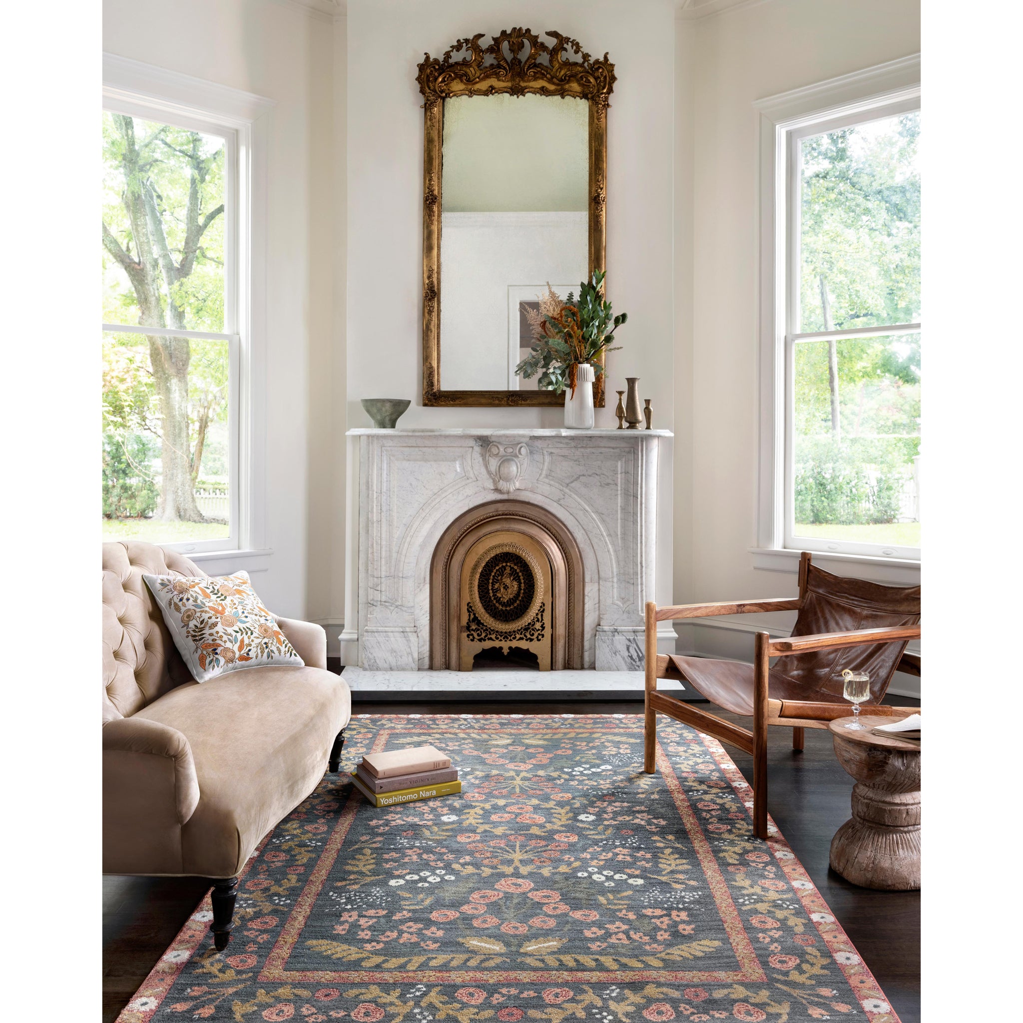 Rifle Paper Co. x Loloi Fiore Rug in Navy-Rust-2