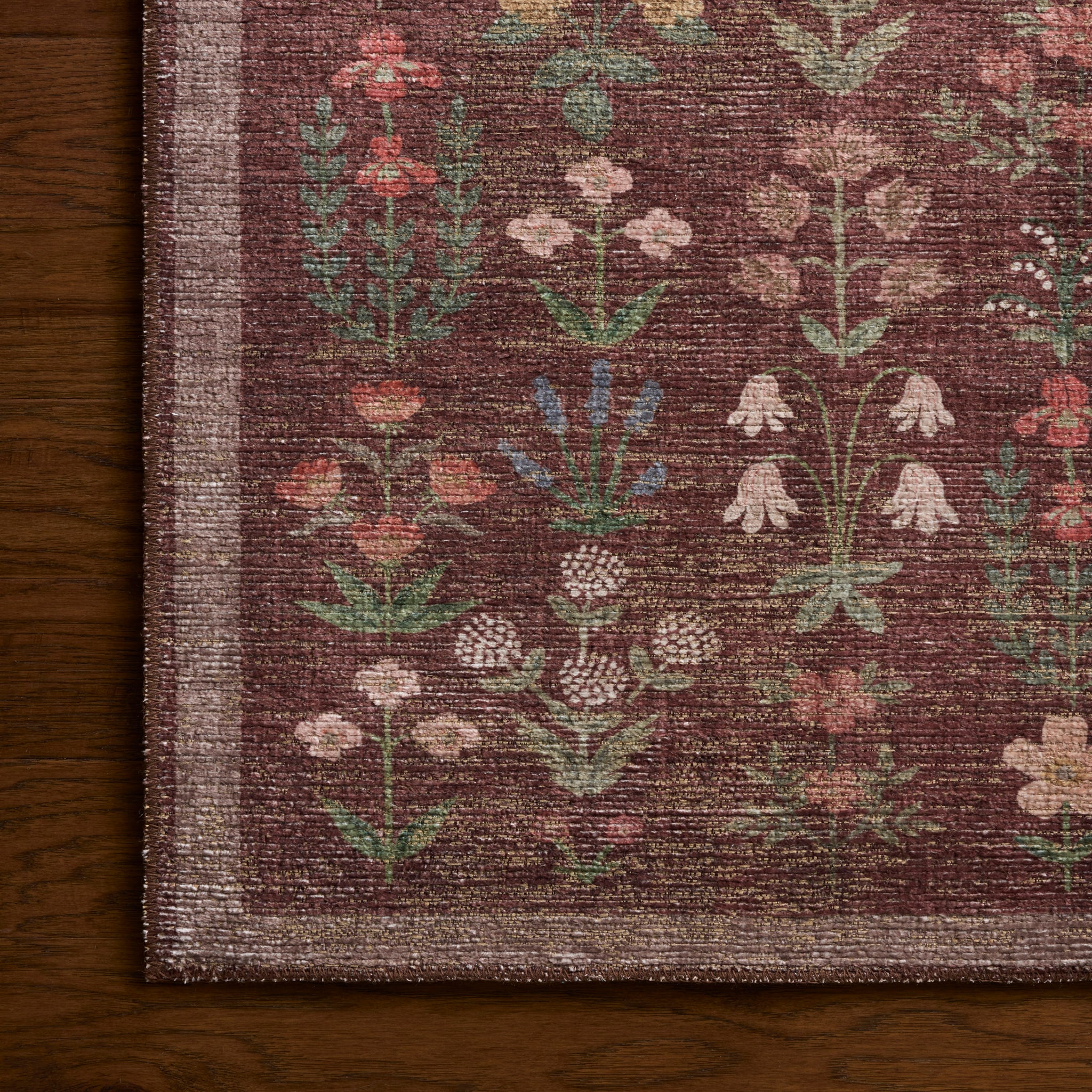 Rifle Paper Co. x Loloi Edinburgh Rug in Merlot-Multi-4
