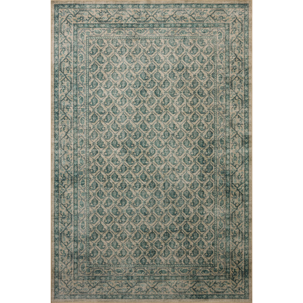 Chris Loves Julia x Loloi Ramona Rug in Bone-Teal-1