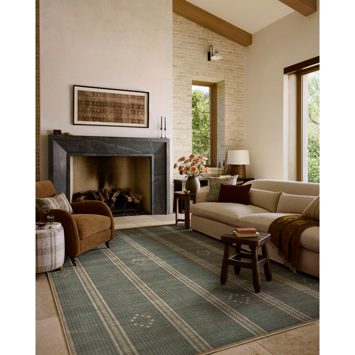 Amber Lewis x Loloi Archibald Rug in Lagoon/Natural-2