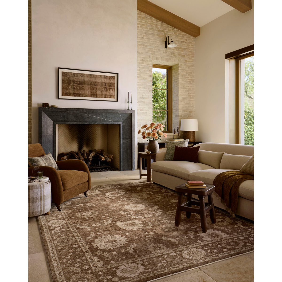 Amber Lewis x Loloi Rutherford Rug in Bark/Natural-2