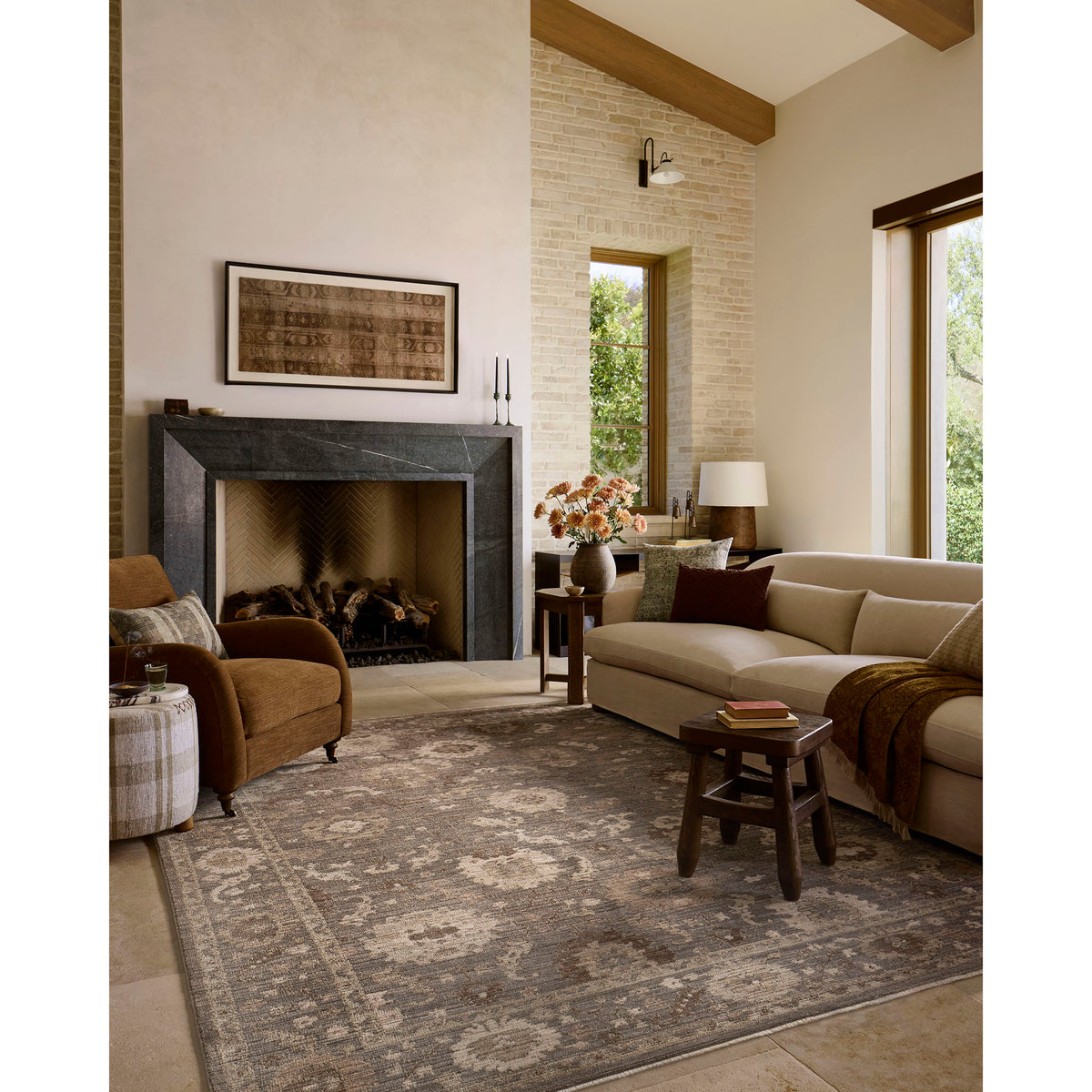 Amber Lewis x Loloi Rutherford Rug in Stone/Pebble-2