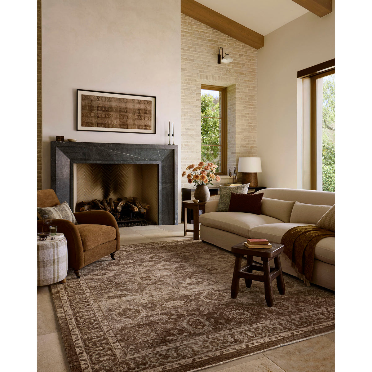 Amber Lewis x Loloi Rutherford Rug in Brown/Beige-2