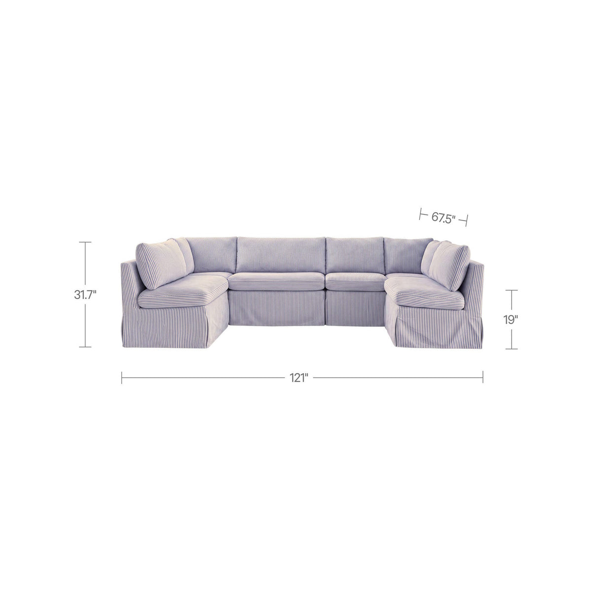 Fiona Slipcover Dining Banquette U-Shape 121 Inch-7
