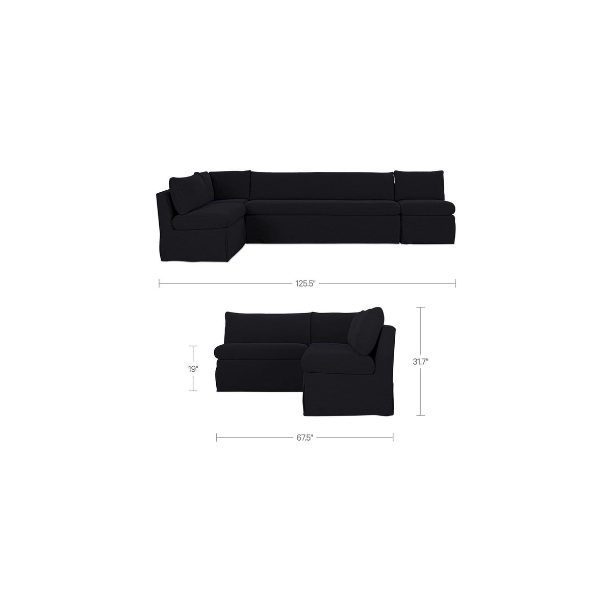 Fiona Slipcover Dining Banquette L-Shape 125.5 Inch-19