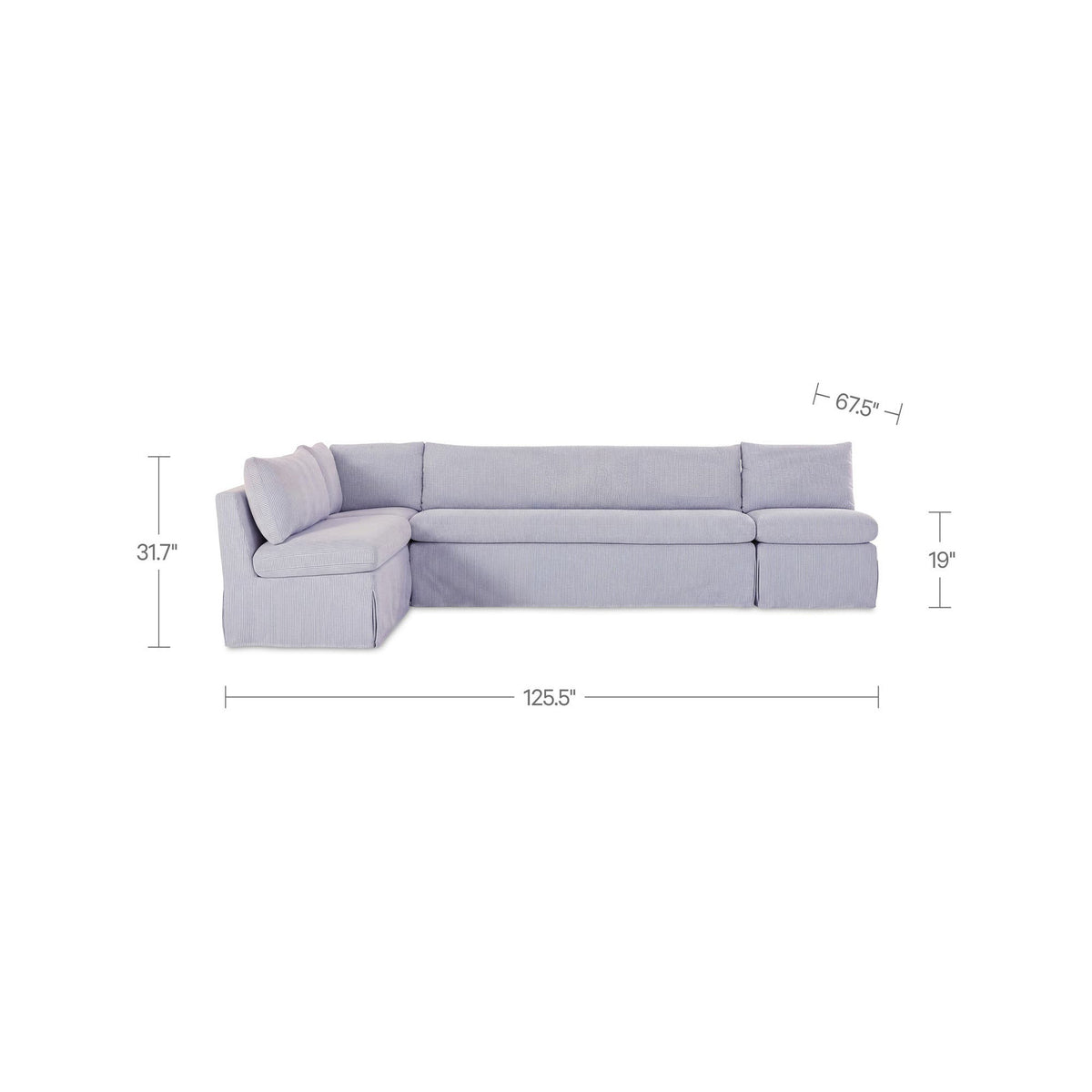 Fiona Slipcover Dining Banquette L-Shape 125.5 Inch-5