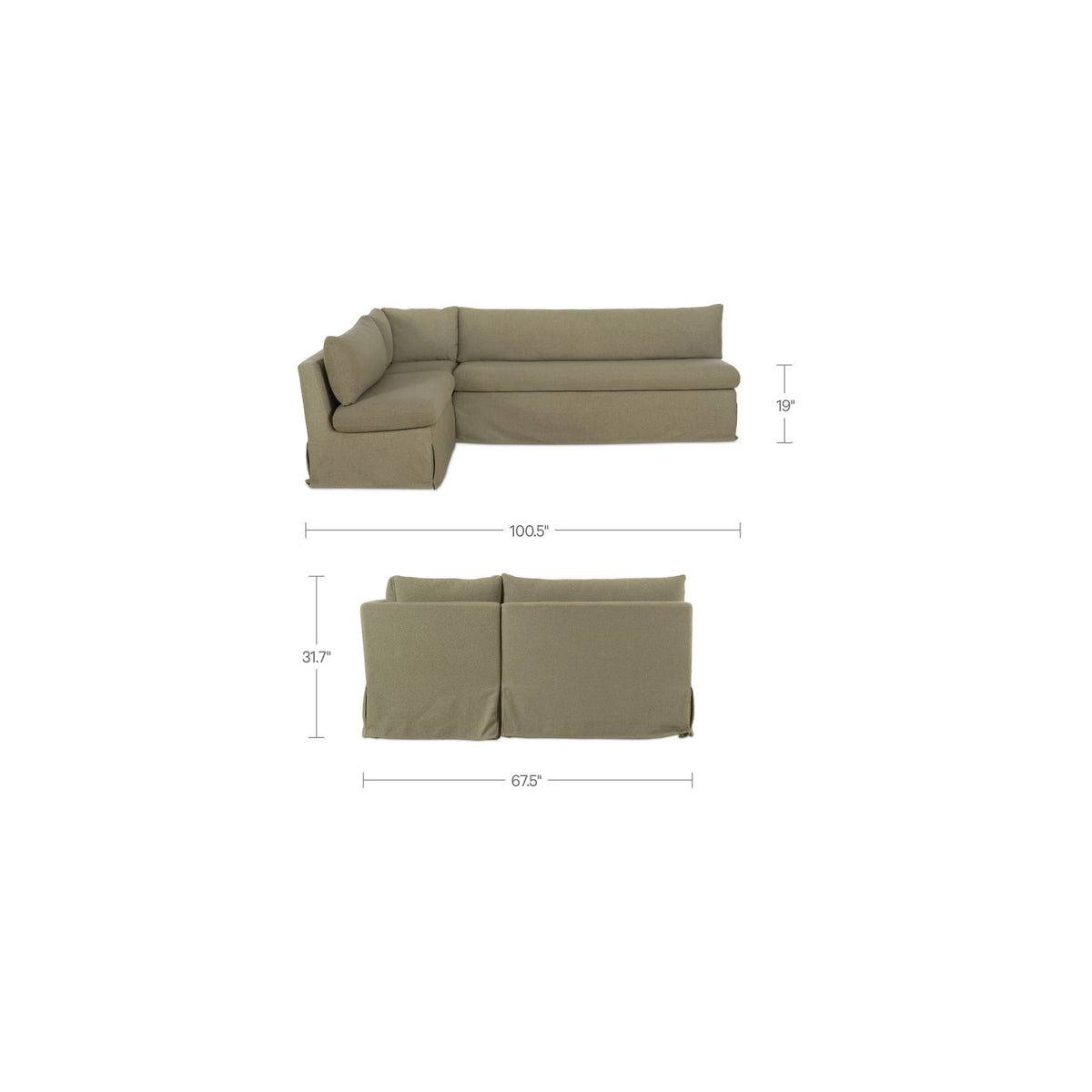 Fiona Slipcover Dining Banquette L-Shape 100.5 Inch-15