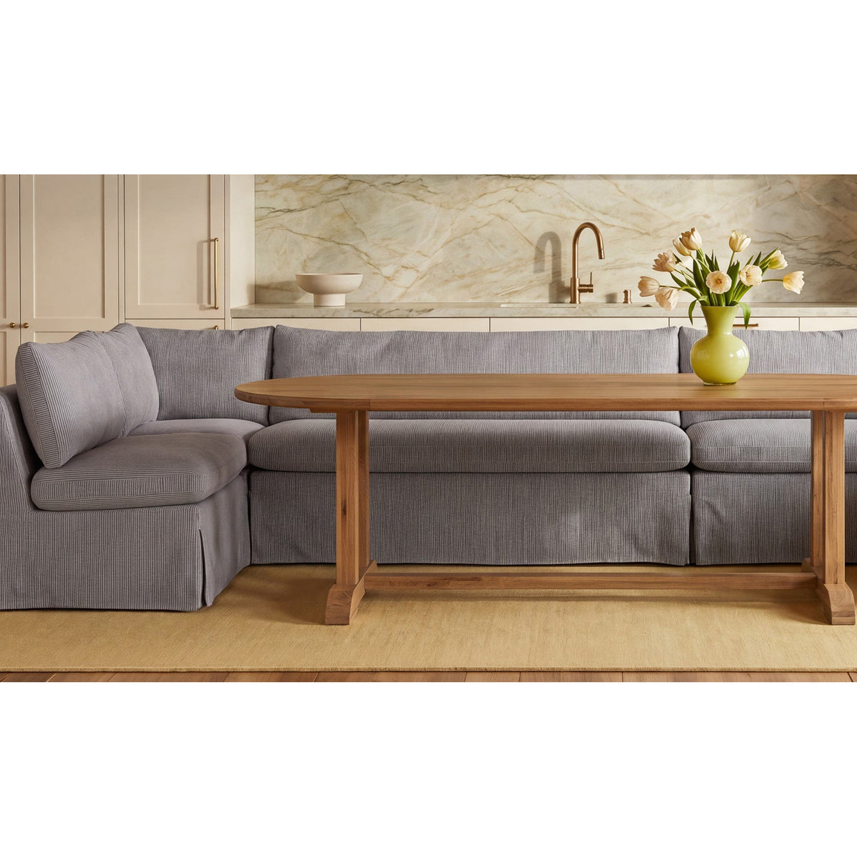 Fiona Slipcover Dining Banquette L-Shape 100.5 Inch-2