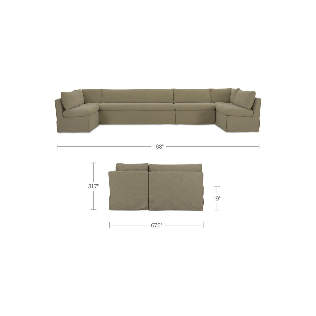 Fiona Slipcover Dining Banquette U-Shape 168 Inch-9