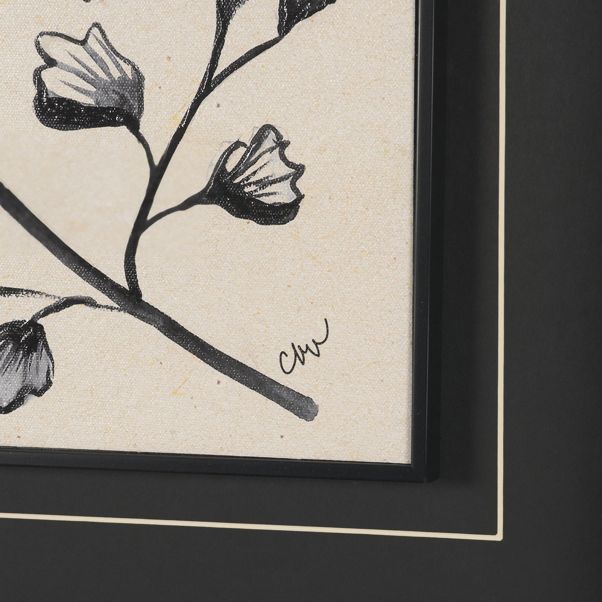 Fan Leaves Textured Framed Artwork-6