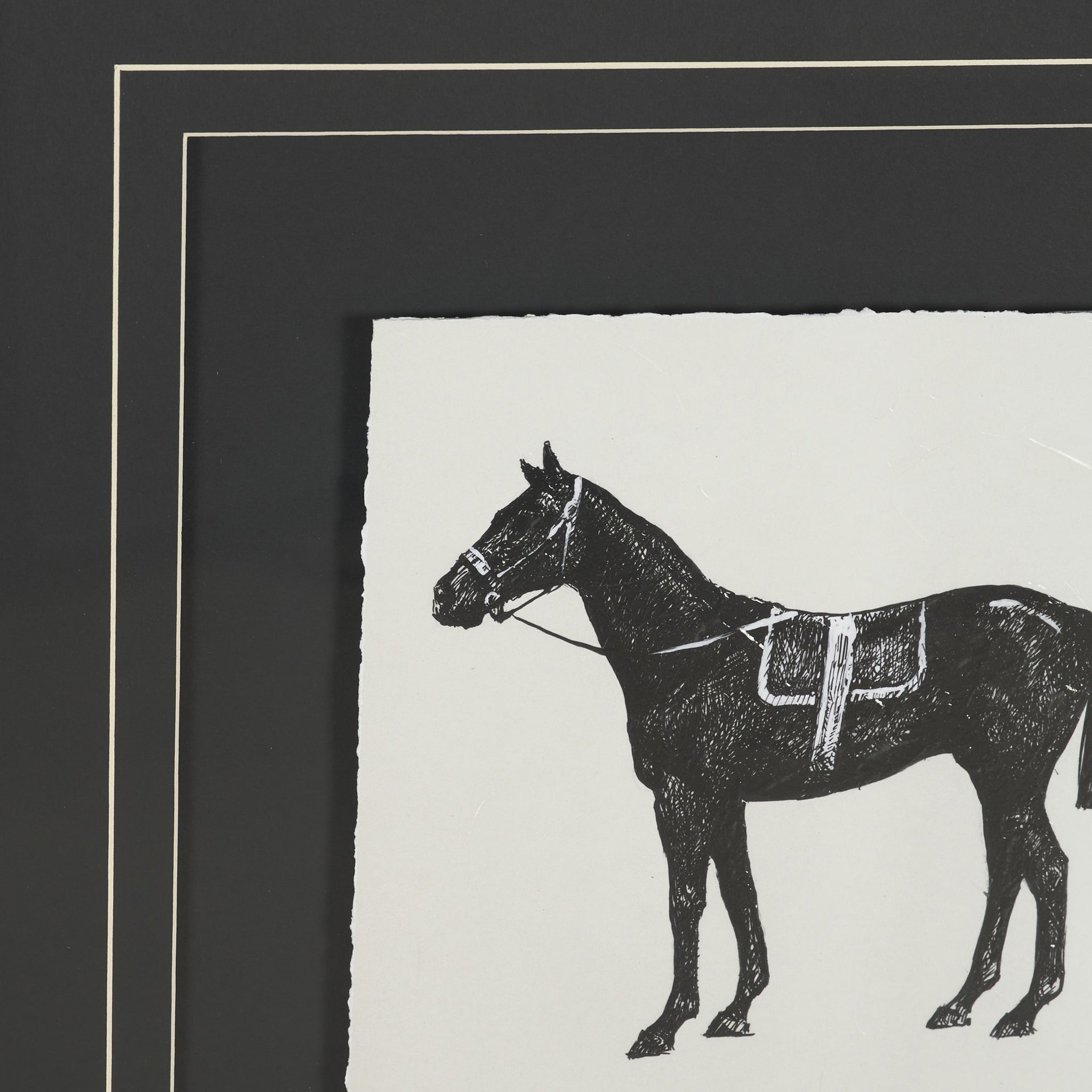Equestrian Etching I Textured Framed Artwork-6