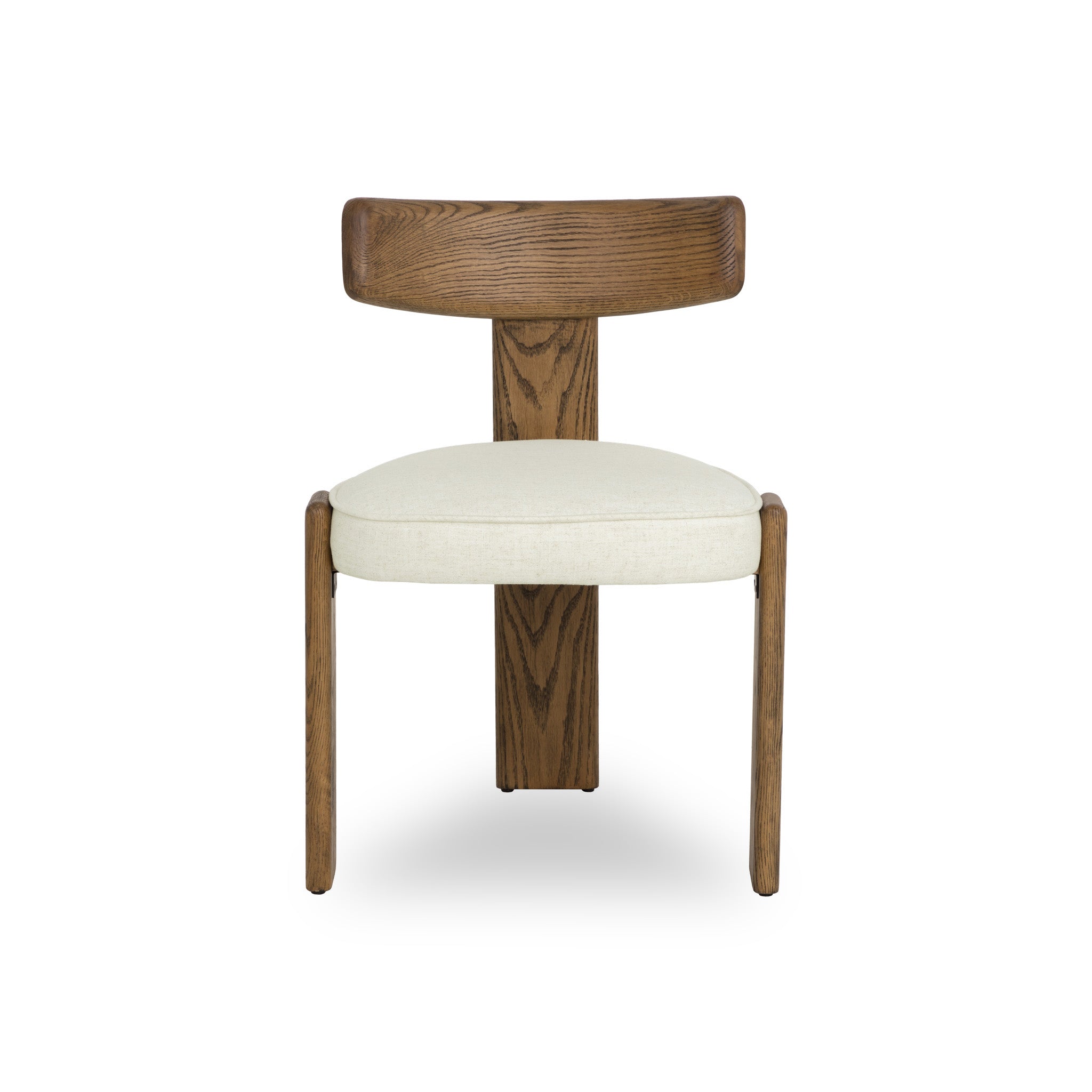 Horton dining chair in neutral wood and woven upholstery, modern French-inspired dining seating