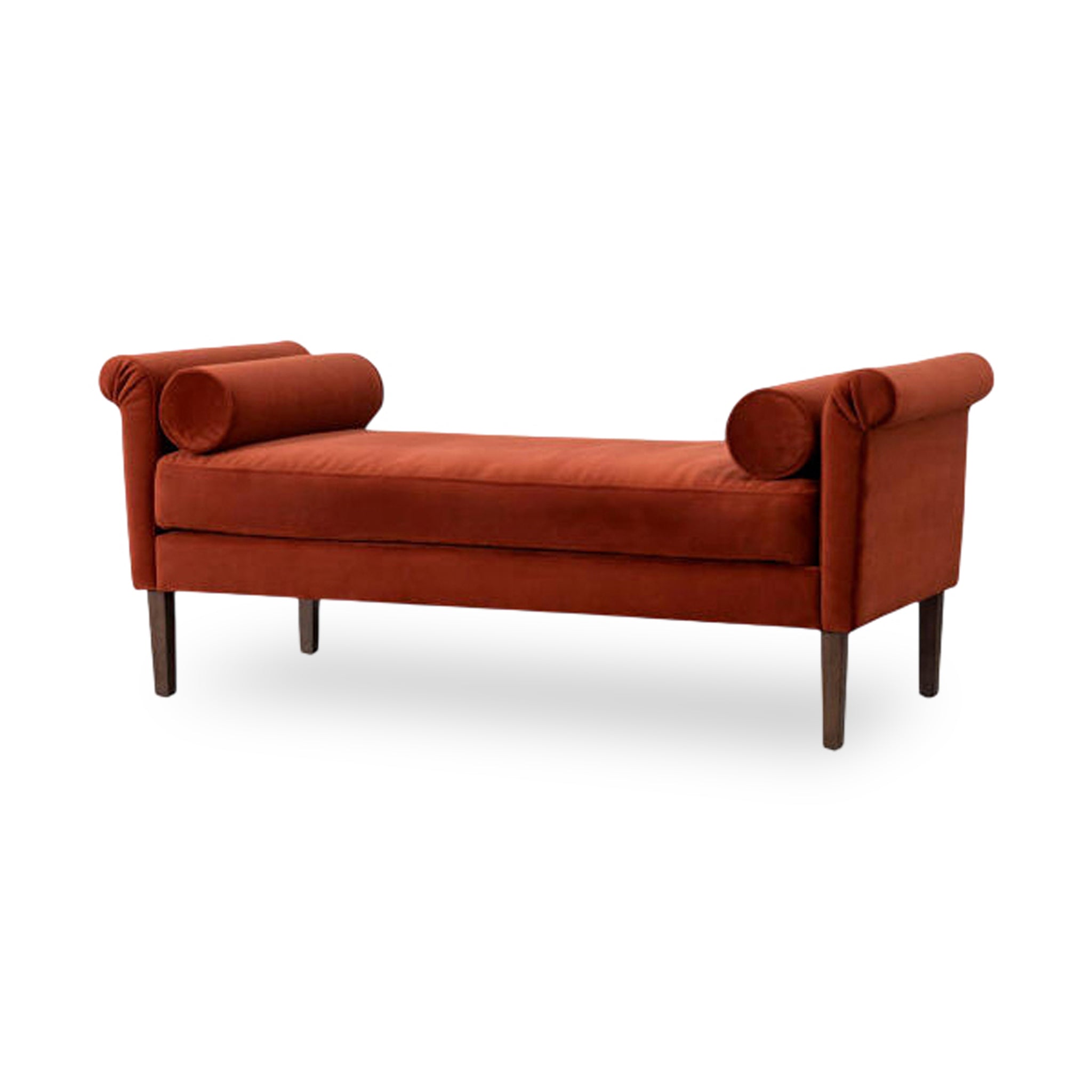 Aneesa bench with neutral upholstery and wood legs, modern minimalist seating for entryway or living room