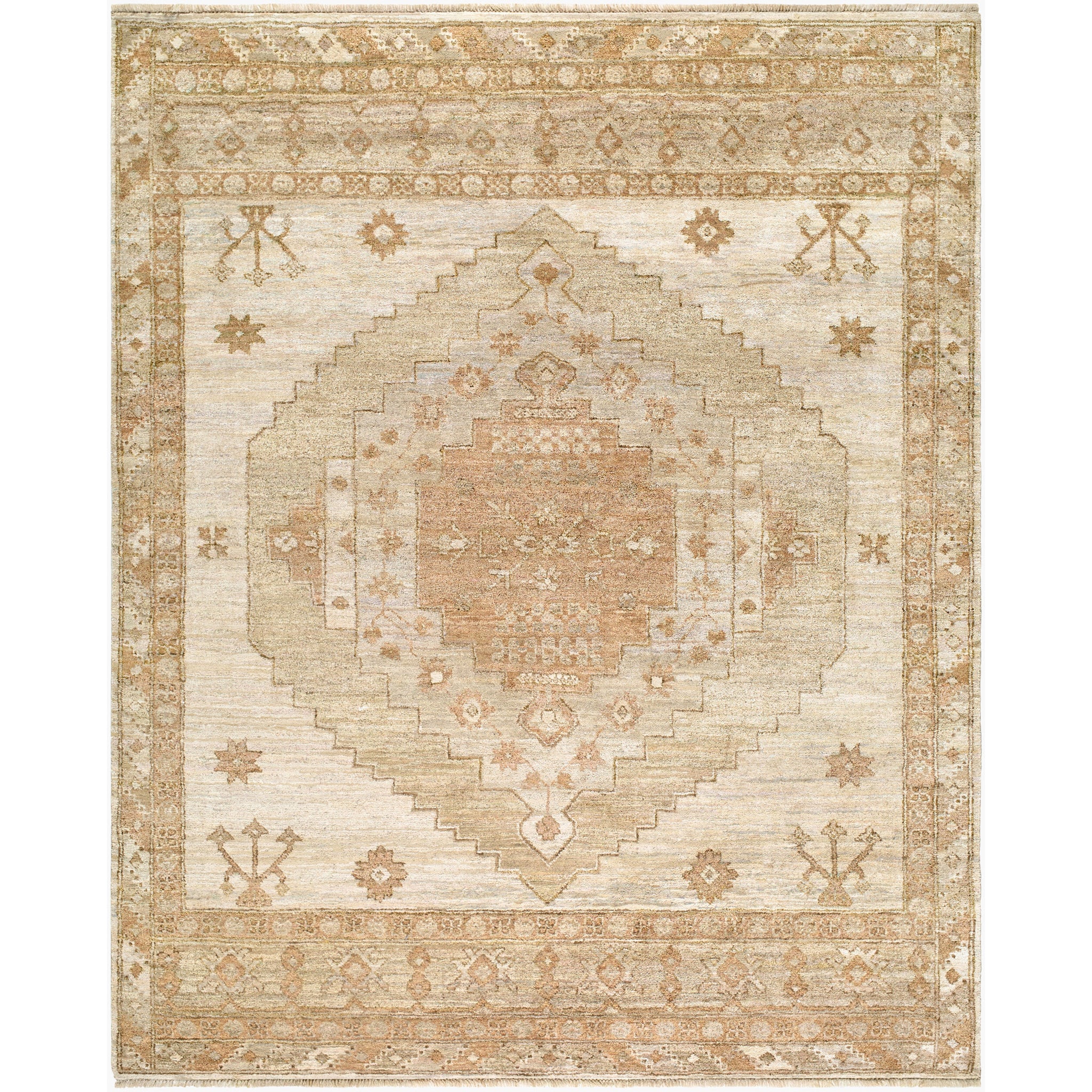 Malayer Recycled Silk Rug in Beige-1