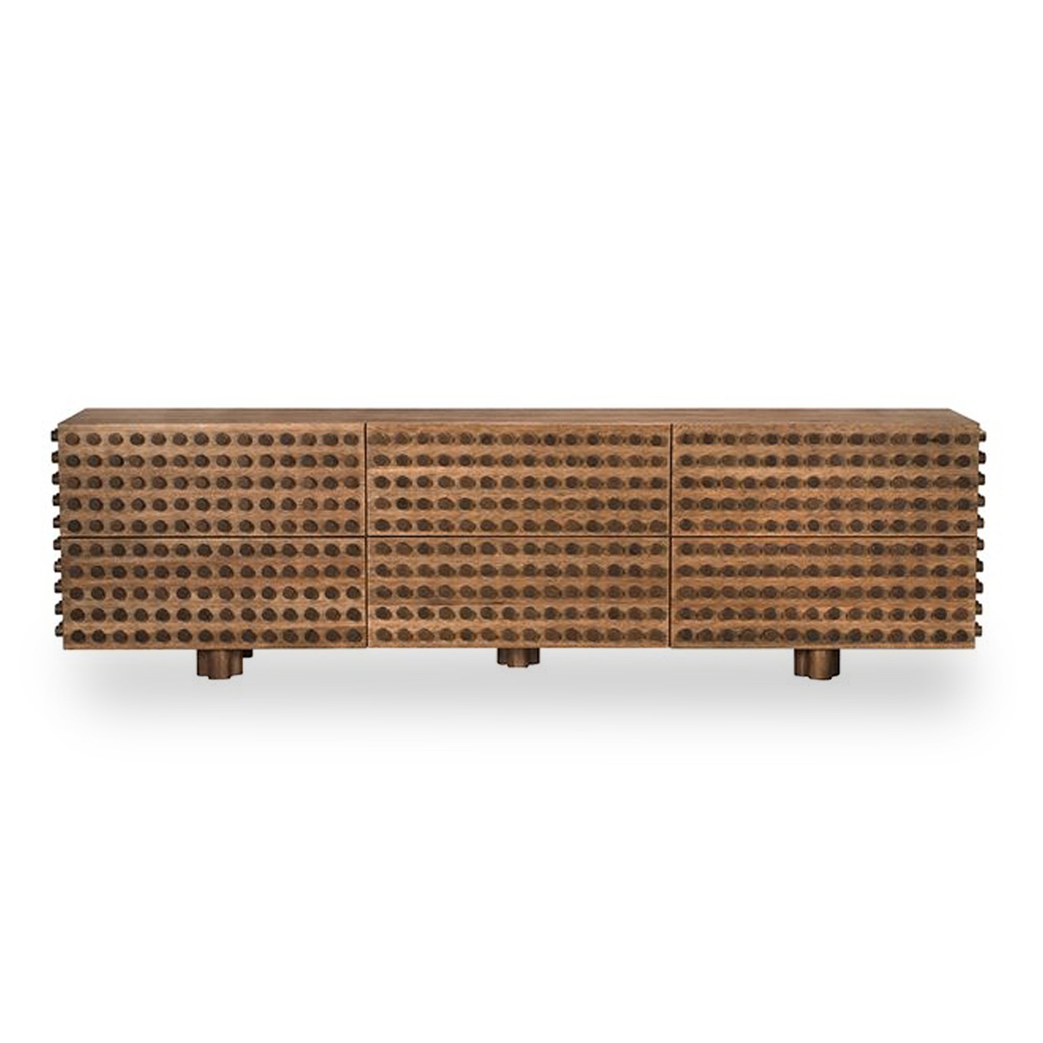 Halley sideboard in natural wood with sleek minimalist design, storage console for living room or dining room
