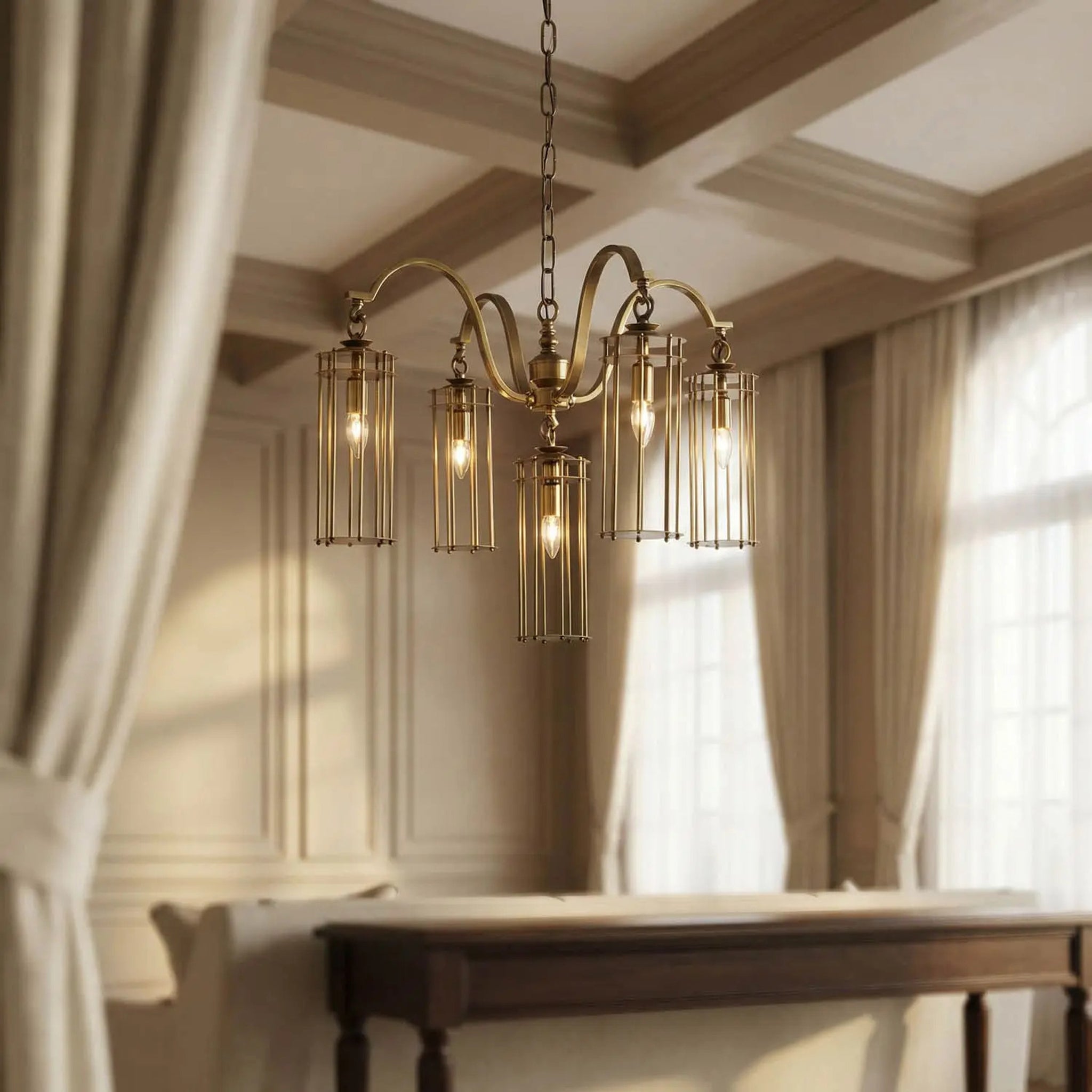 Chandler Chandelier in Antique Brass-2